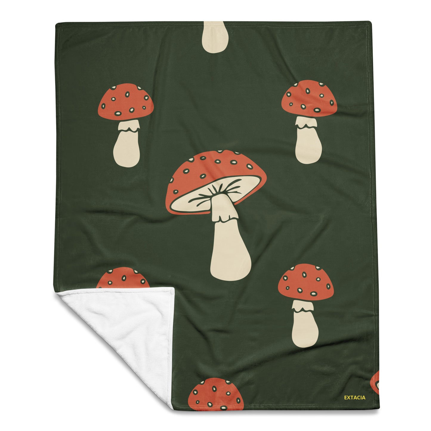 Plaid doux microfibre – vert champignon minimaliste - Détail tissu microfibre – finition douce et agréable