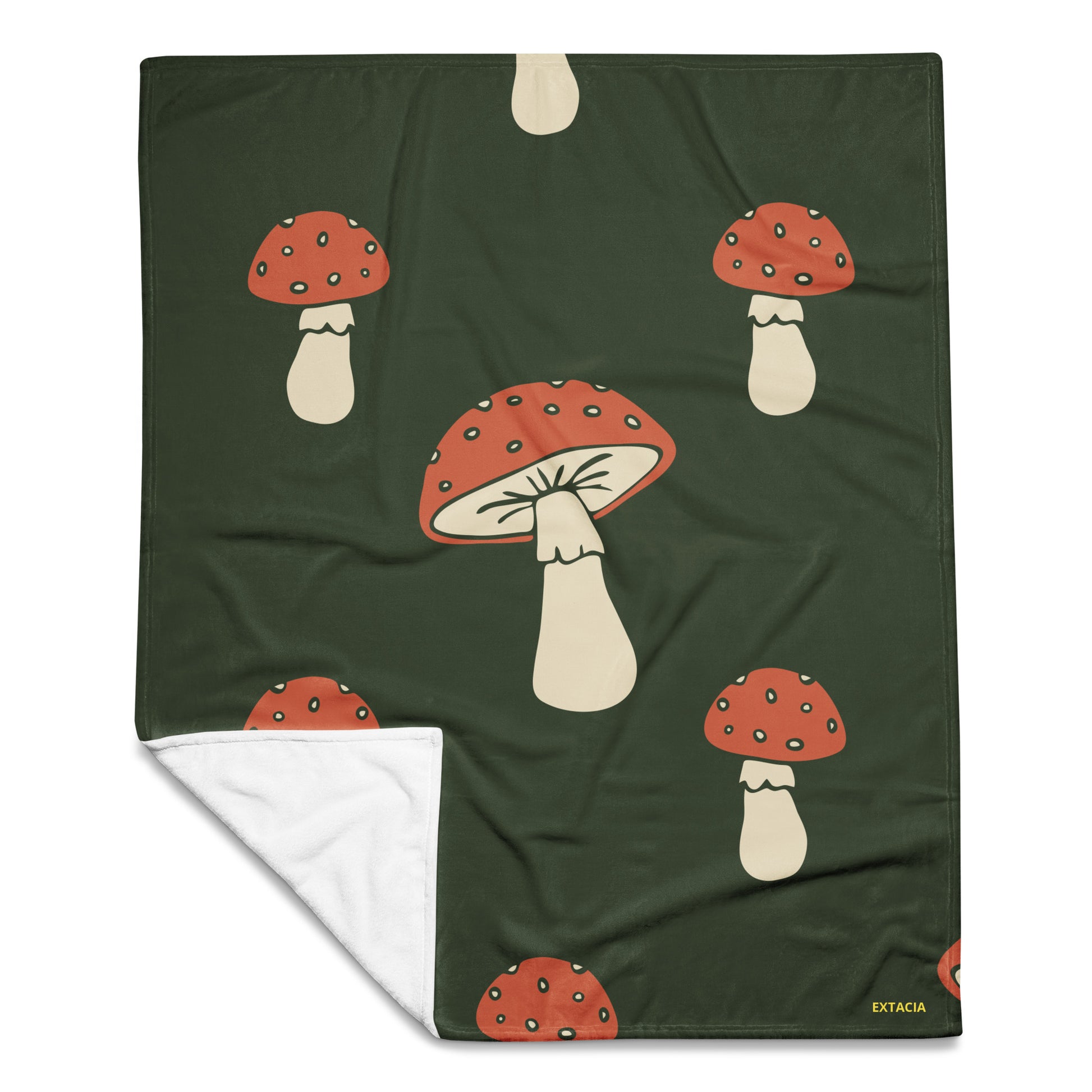 Plaid doux microfibre – vert champignon minimaliste - Détail tissu microfibre – finition douce et agréable