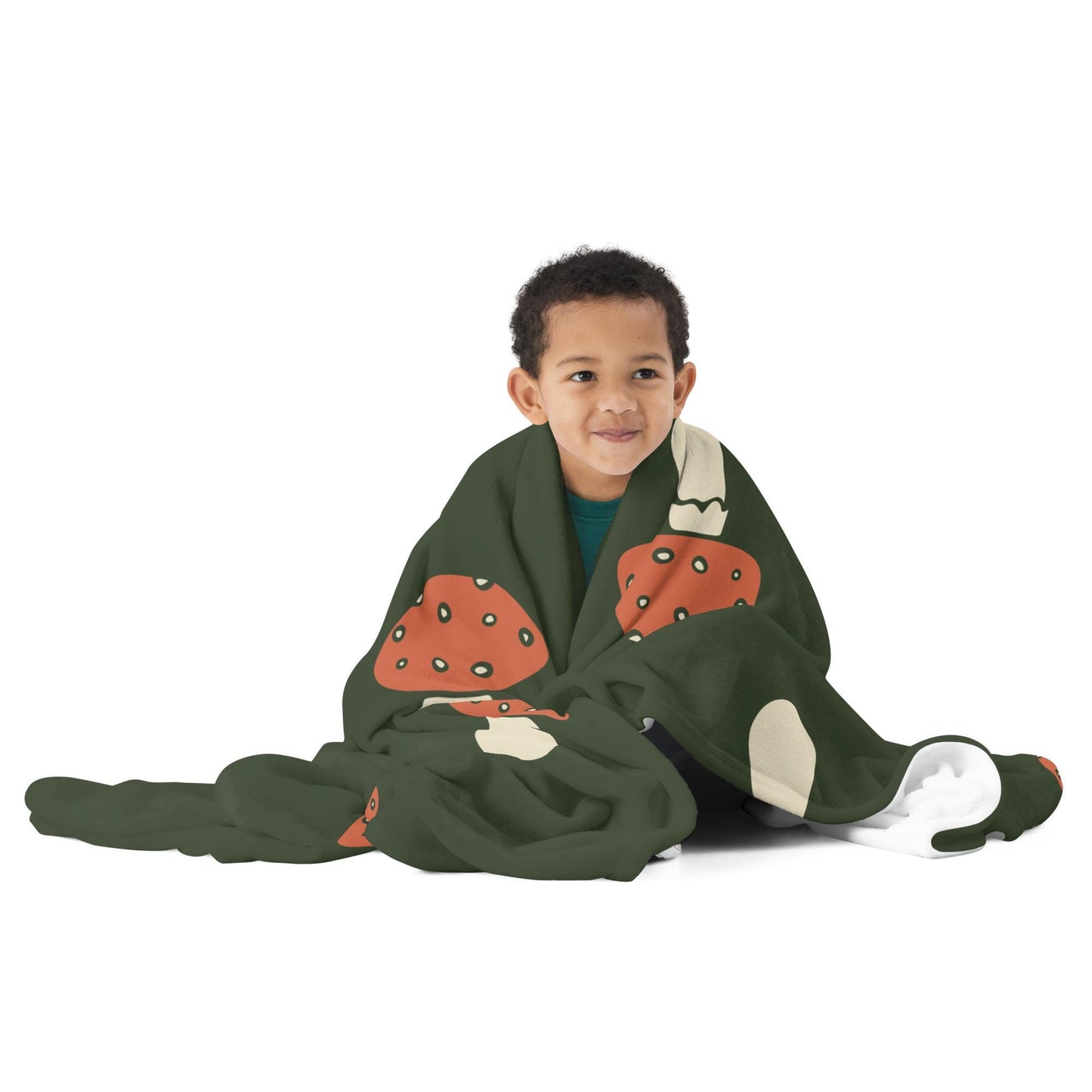 Plaid doux microfibre – vert champignon minimaliste - Plaid en usage détente – maison, salon, coin lecture