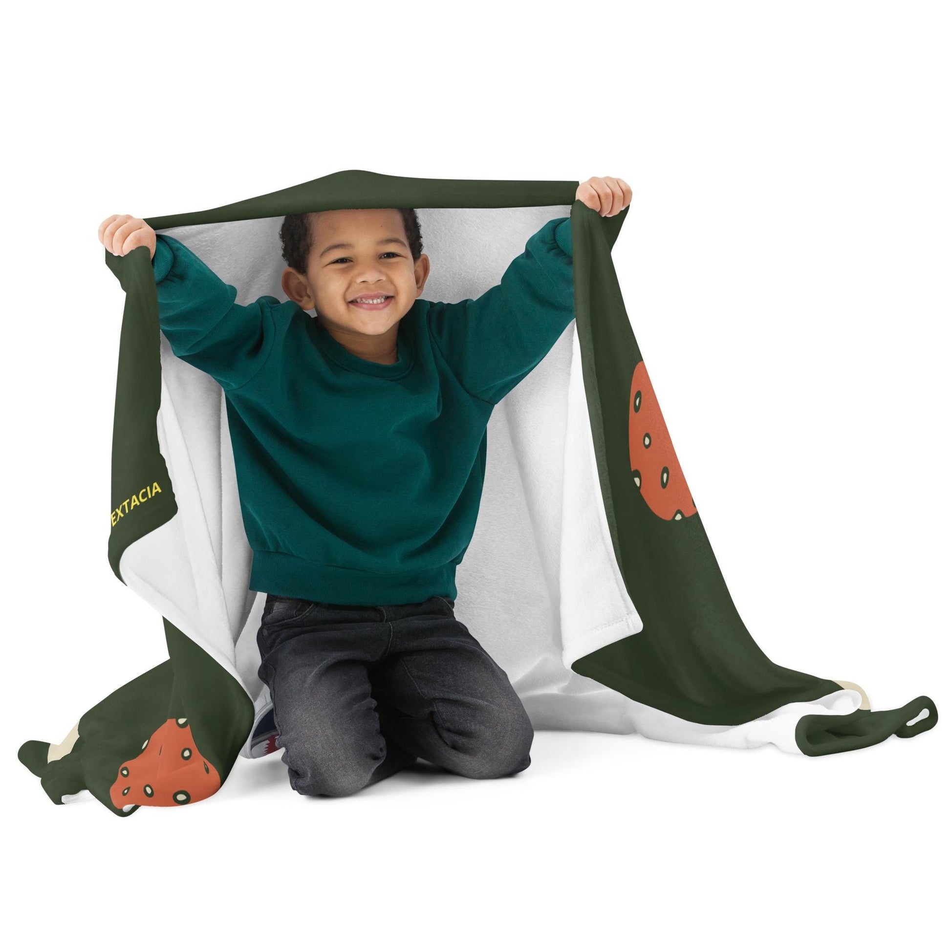 Plaid doux microfibre – vert champignon minimaliste - Plaid plié – style X, confort visuel moderne