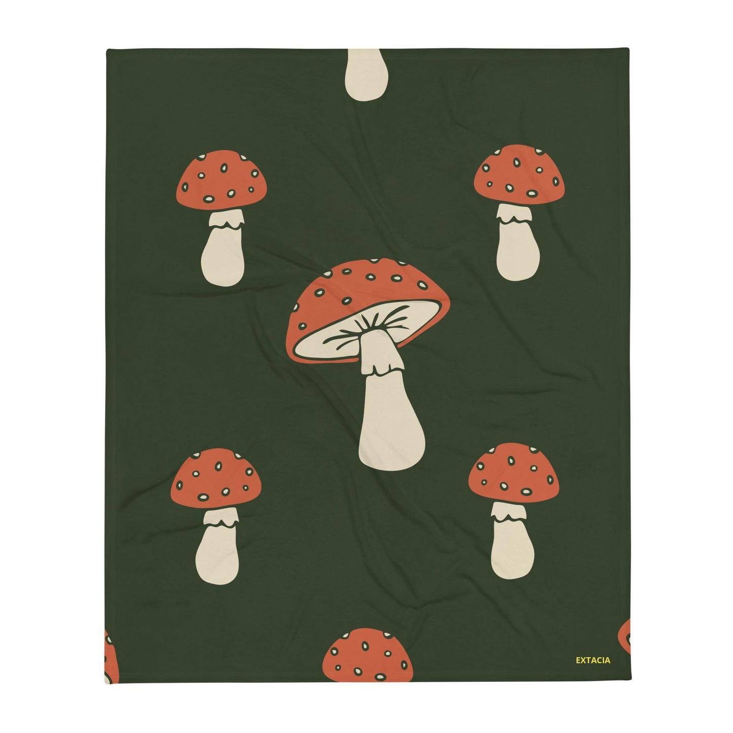 Plaid doux microfibre – vert champignon minimaliste - Plaid posé sur lit – douceur et chaleur au quotidien