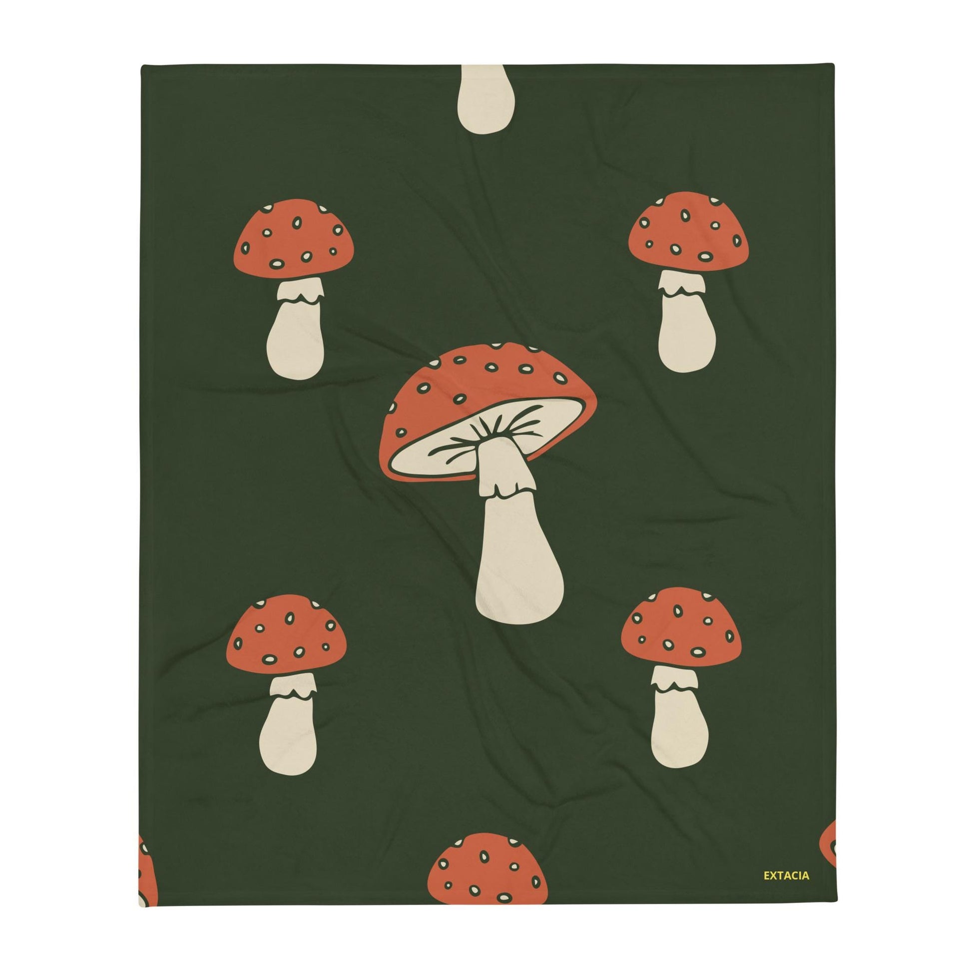 Plaid doux microfibre – vert champignon minimaliste - Plaid posé sur lit – douceur et chaleur au quotidien