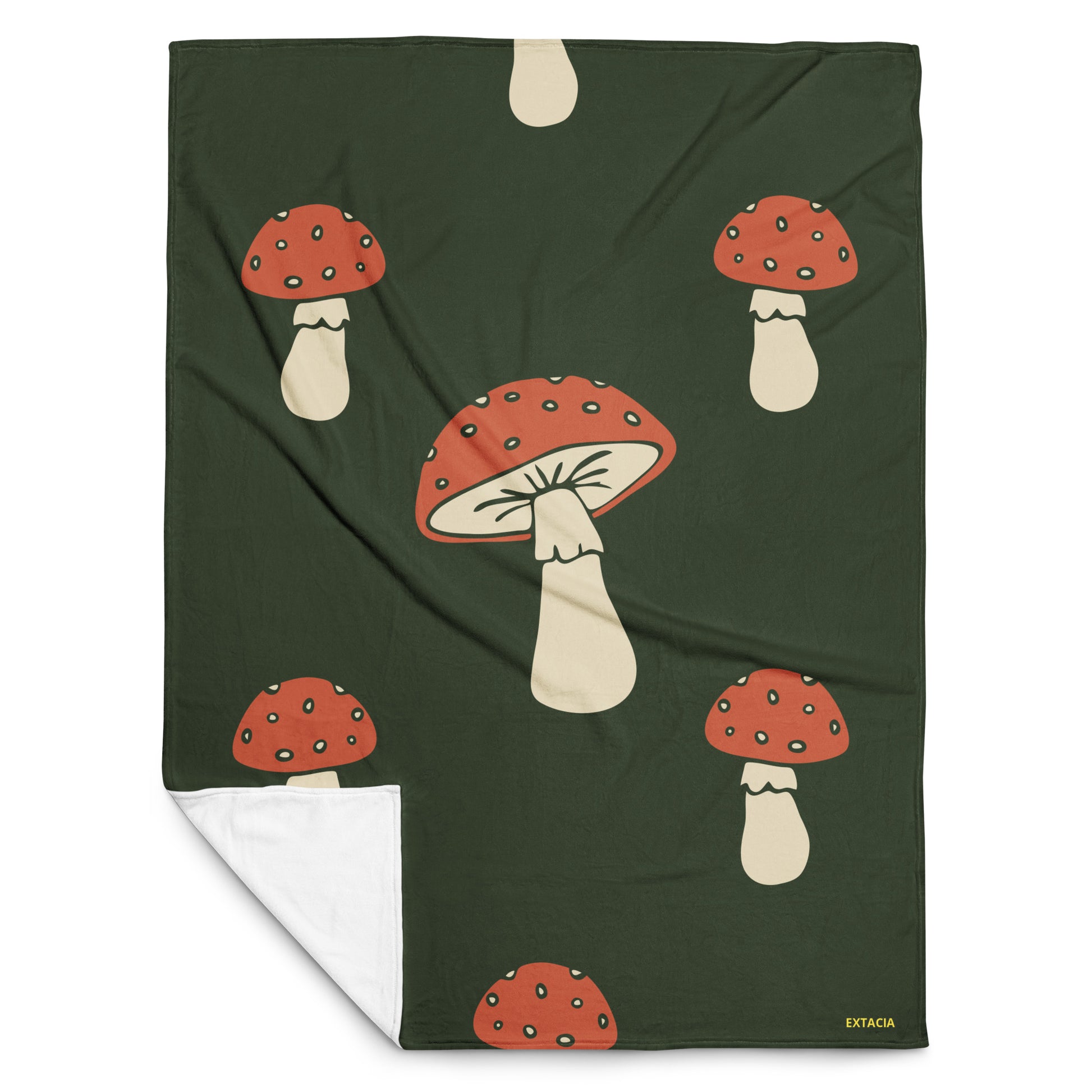 Plaid doux microfibre – vert champignon minimaliste - Plaid sur canapé – ambiance cosy salon ExtaciaFrance