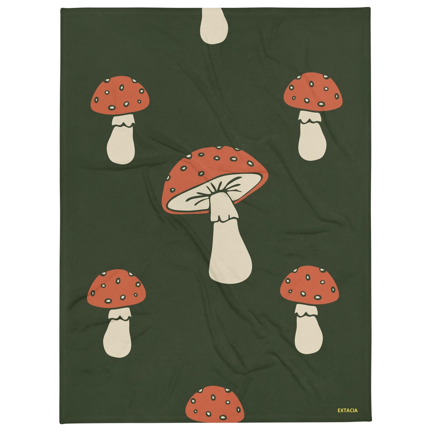 Plaid doux microfibre – vert champignon minimaliste - texture moelleuse, confort cocooning