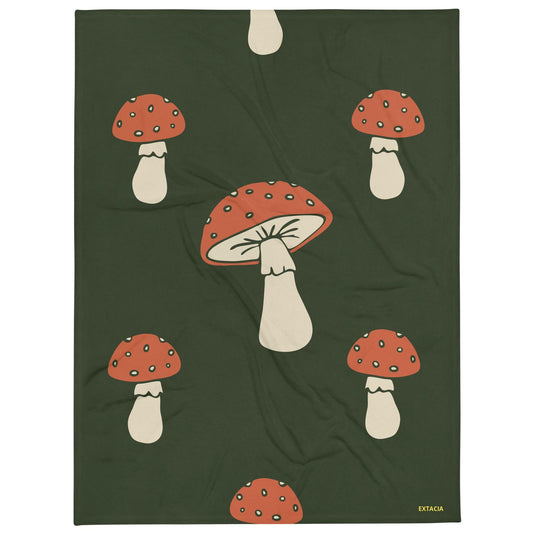 Plaid doux microfibre – vert champignon minimaliste - texture moelleuse, confort cocooning