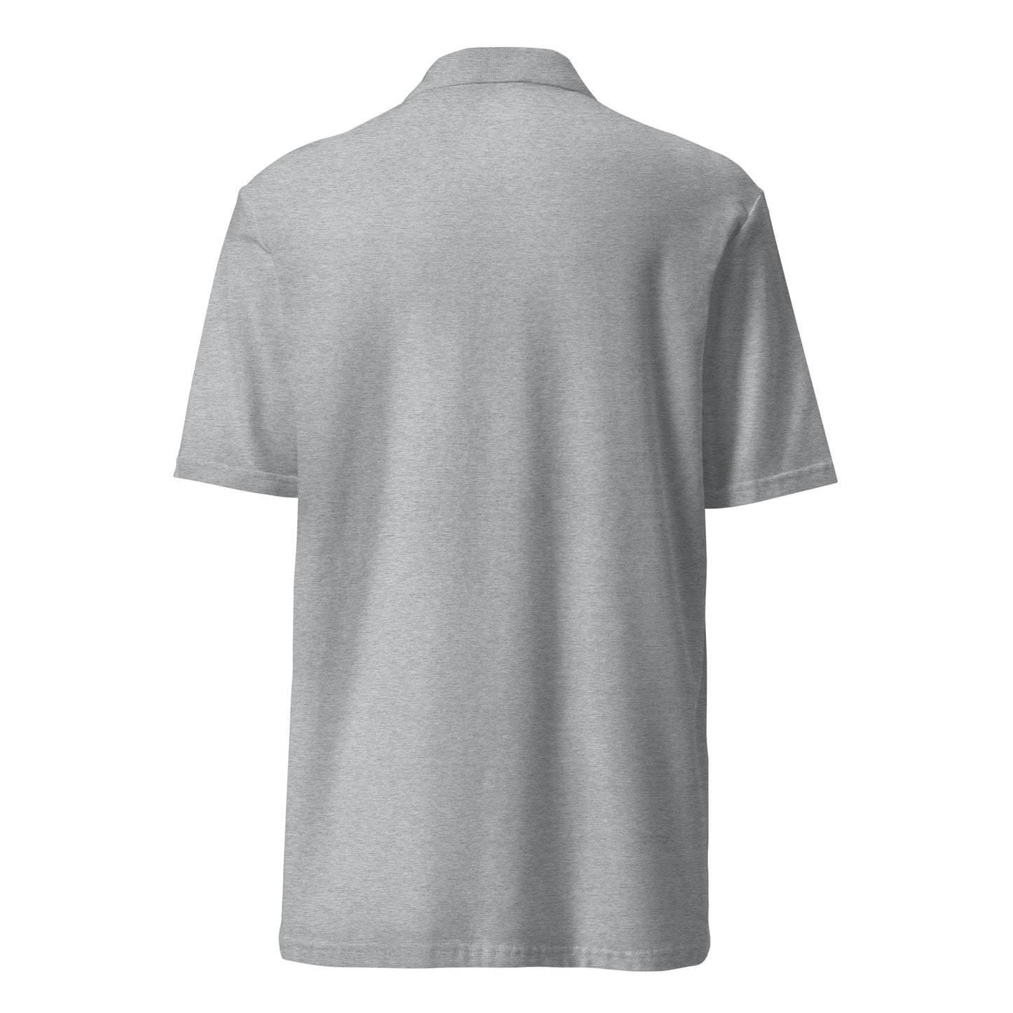 Polo homme – vue de dos, tombé propre motif brodé - coeur deja pris - gris