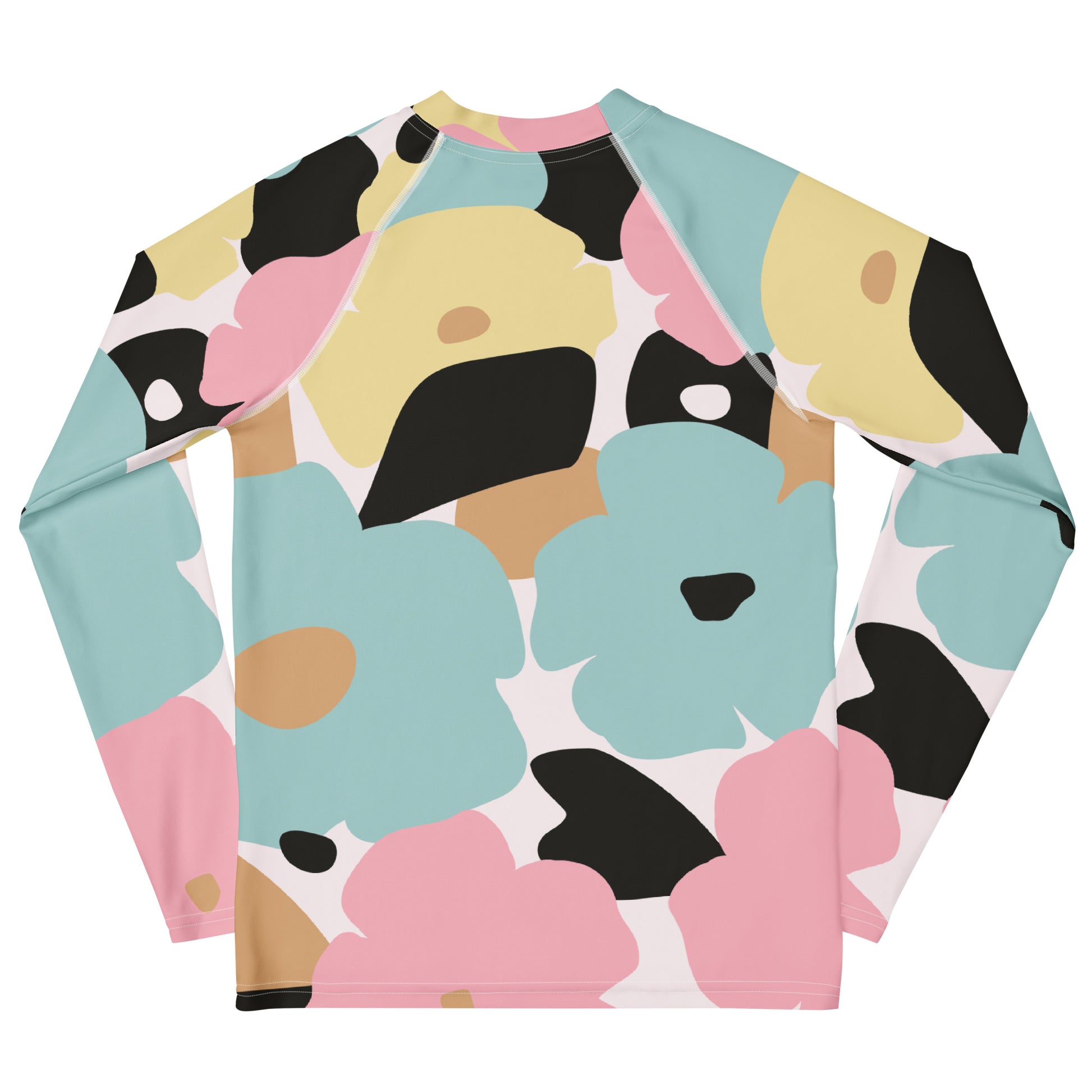 Rash guard fille ado - pastel fleuri  minimaliste – Col/poignets/ourlets 