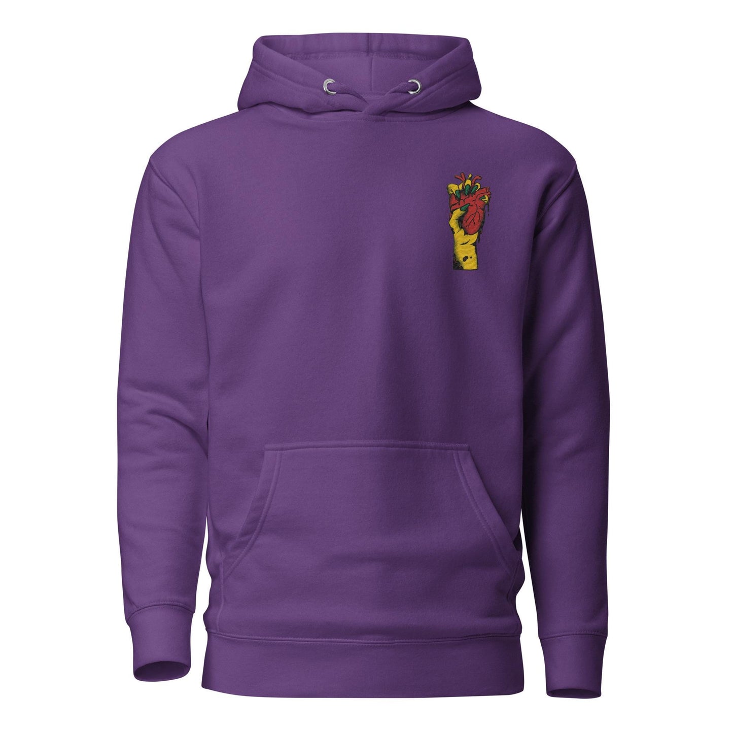 Sweat à capuche homme  100 % coton – vue de face, coupe confortable  - pourpre   – Coeur déjà pris, rouge - motif brodé