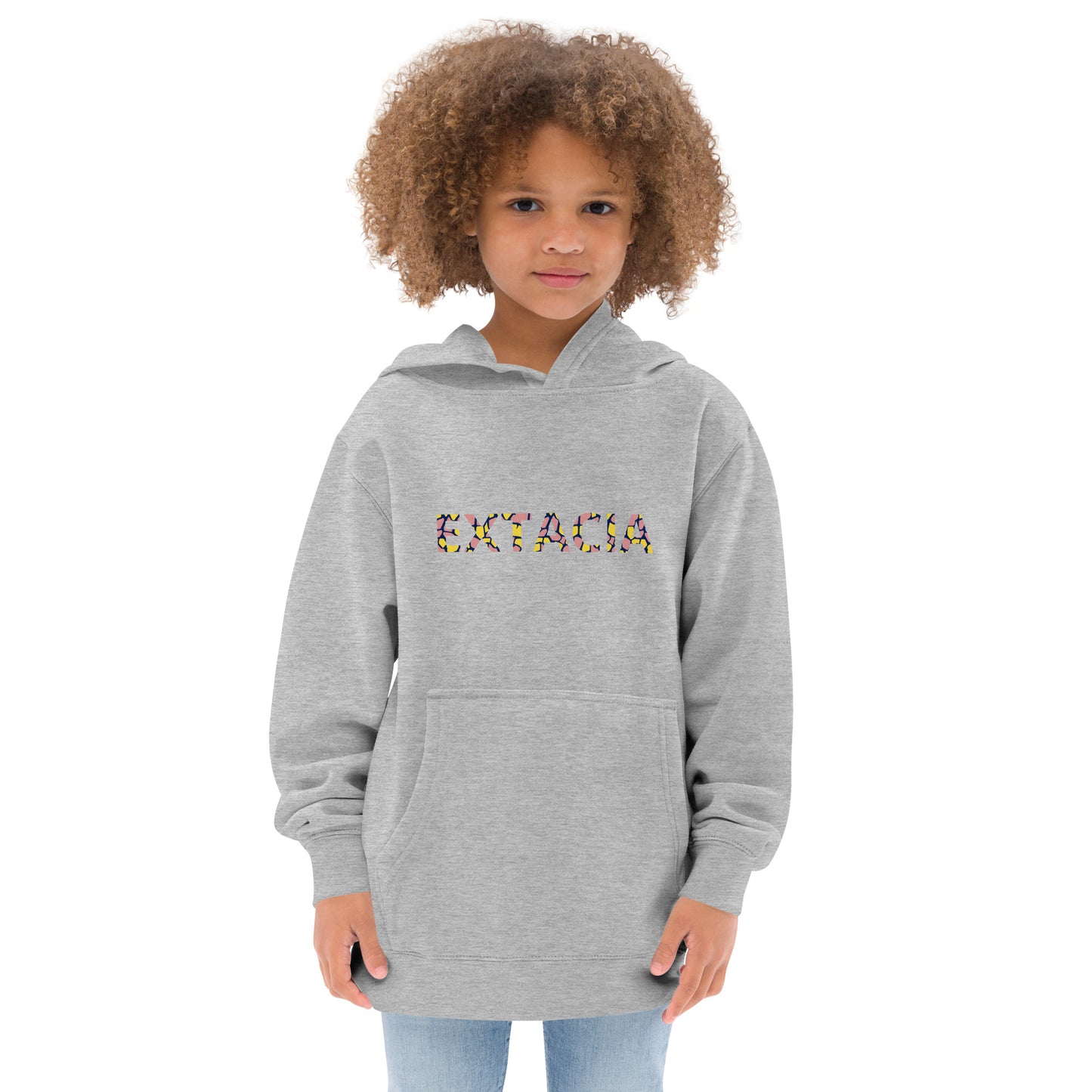 Sweat à capuche petite fille - Jaune & Kaki - motif gymnaste danseuse - gris - coton-mélange motif imprimé – Enfant portant le sweat à capuche petite fille – style cocooning et hiver chaleureux