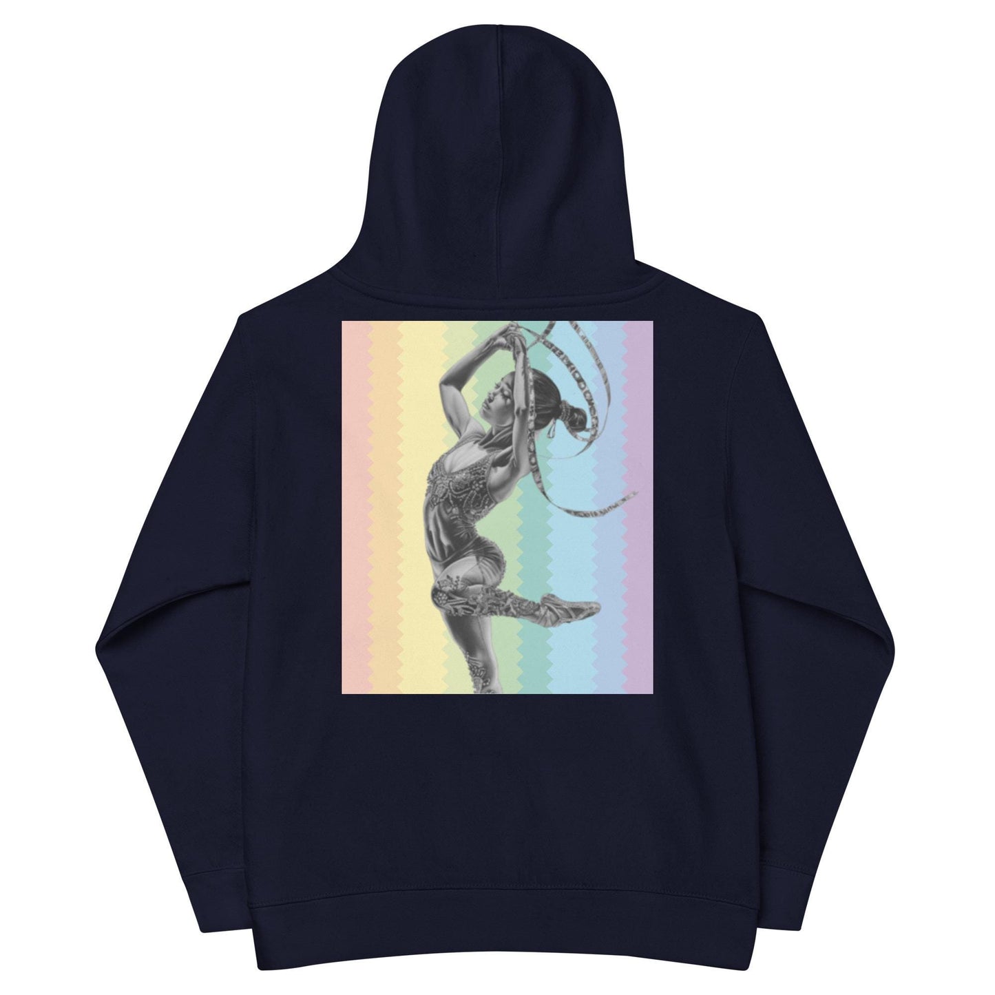 Sweat à capuche petite fille - arc-en-ciel - motif gymnaste danseuse -  bleu marine - coton-mélange motif imprimé – dos, maille serrée et finitions côtelées