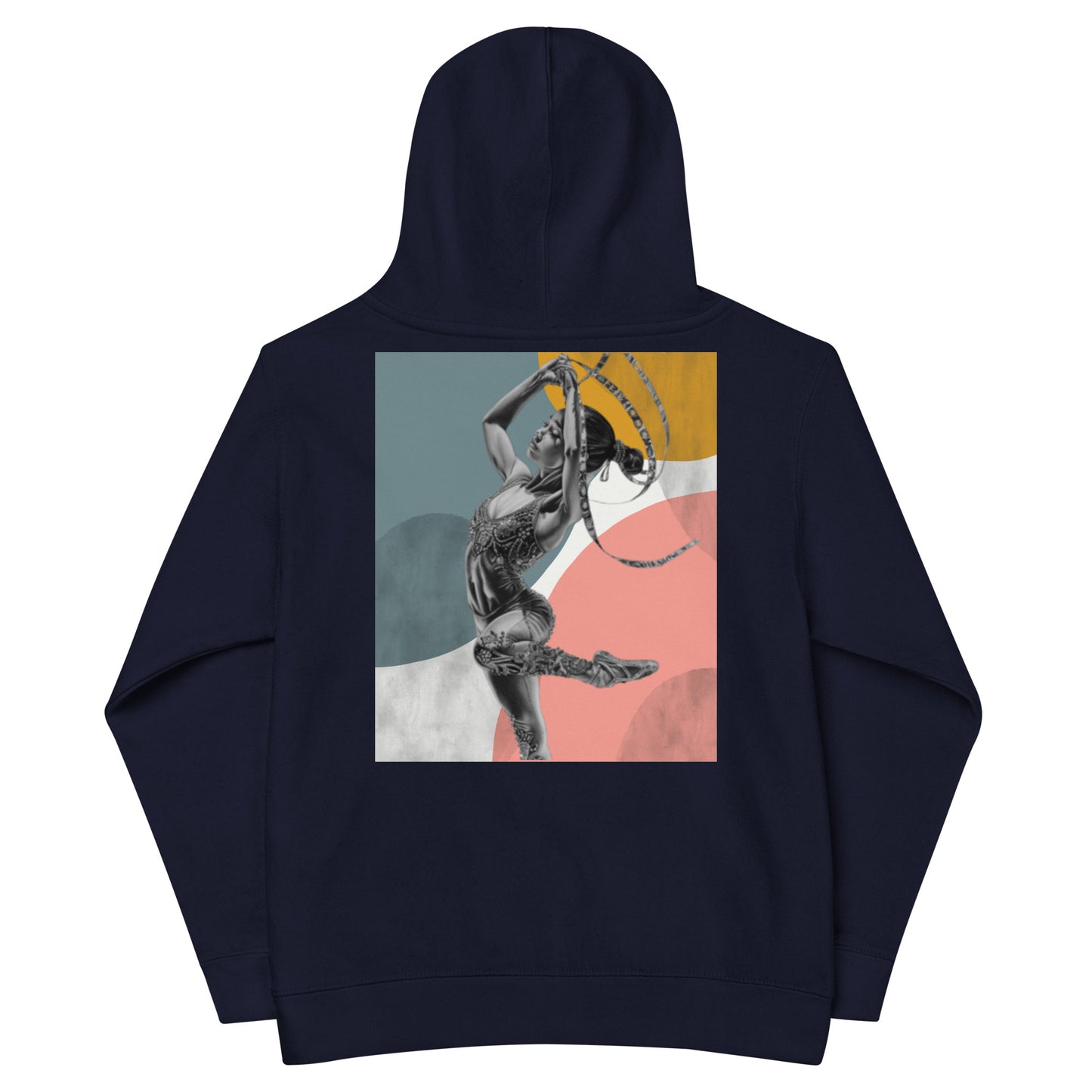 Sweat à capuche petite fille - bleu, jaune, rose - motif gymnaste danseuse -  bleu marine - coton-mélange motif imprimé – dos, maille serrée et finitions côtelées