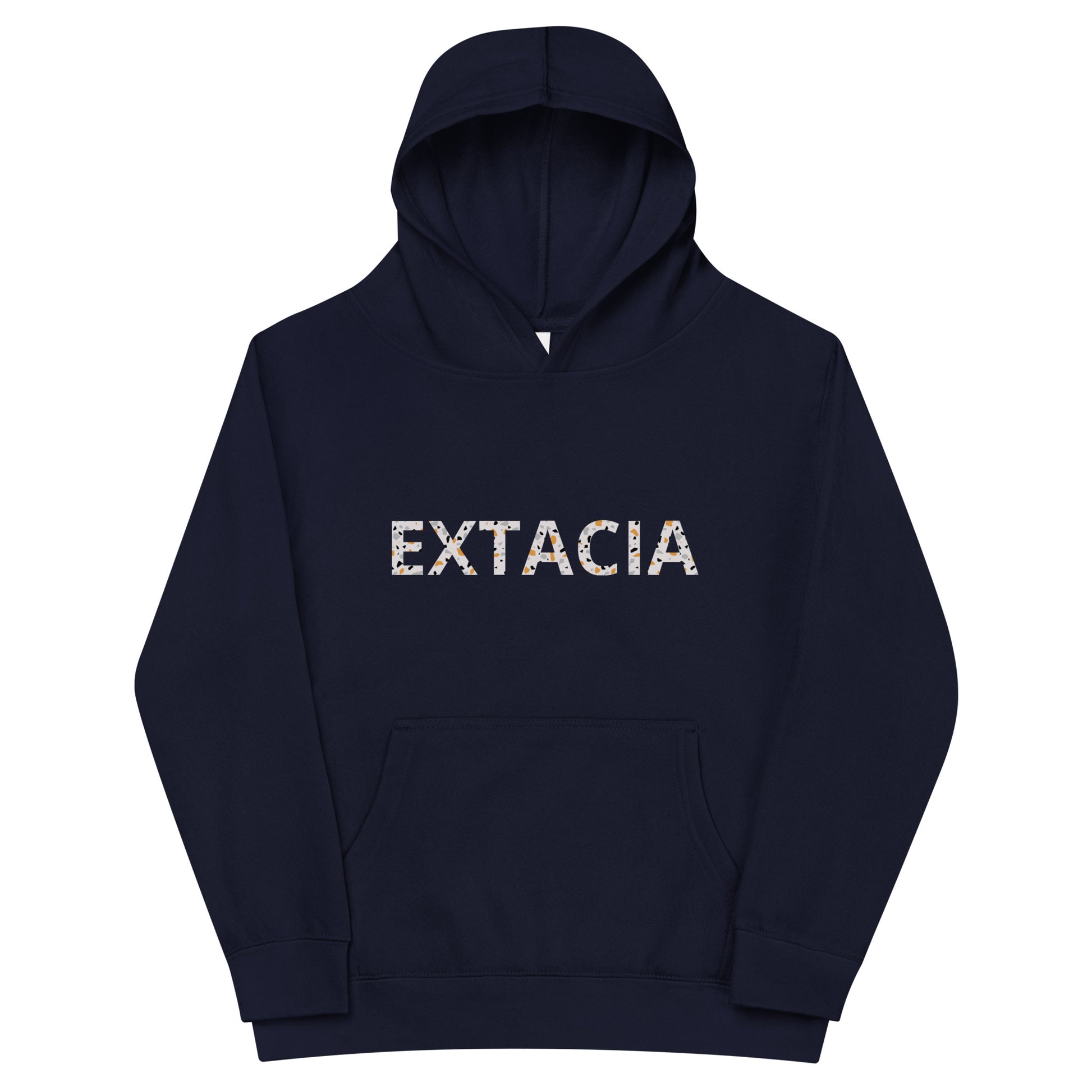 Sweat à capuche petite fille - bleu, jaune, rose - motif gymnaste danseuse -  bleu marine - coton-mélange motif imprimé – vue de face, chaud et doux 