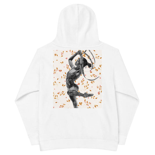 Sweat à capuche petite fille - fleurs du printemps - motif gymnaste danseuse -  blanc - coton-mélange motif imprimé – dos, maille serrée et finitions côtelées