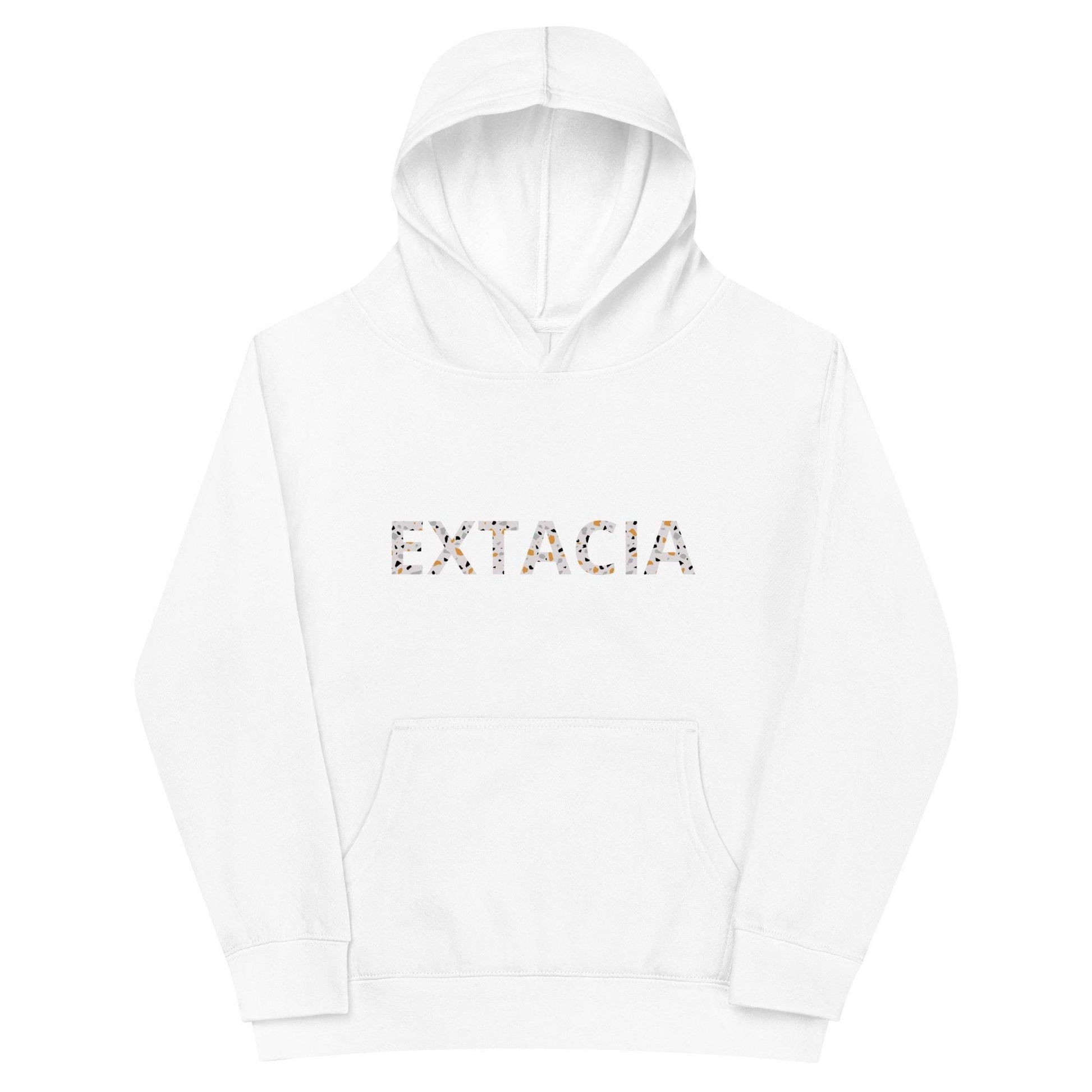 Sweat à capuche petite fille - granite - motif gymnaste danseuse - blanc - coton-mélange motif imprimé – vue de face, chaud et doux