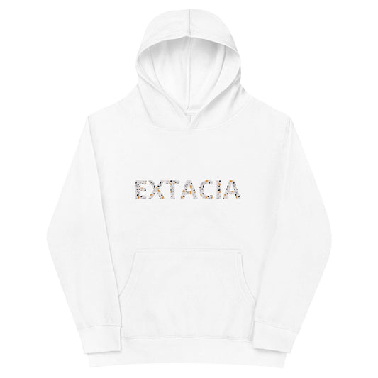 Sweat à capuche petite fille - granite - motif gymnaste danseuse - blanc - coton-mélange motif imprimé – vue de face, chaud et doux