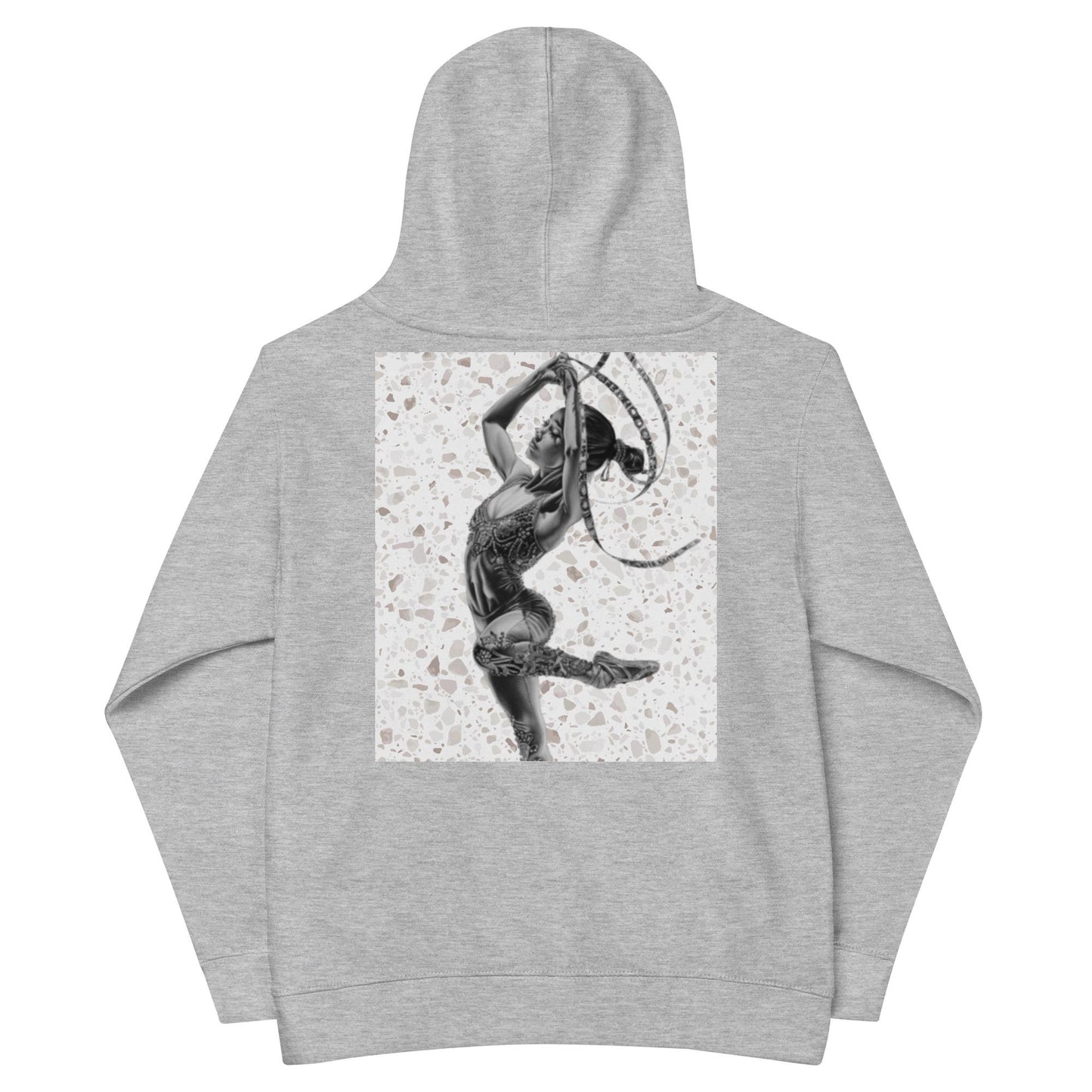 Sweat à capuche petite fille - granite - motif gymnaste danseuse -  gris - coton-mélange motif imprimé – dos, maille serrée et finitions côtelées