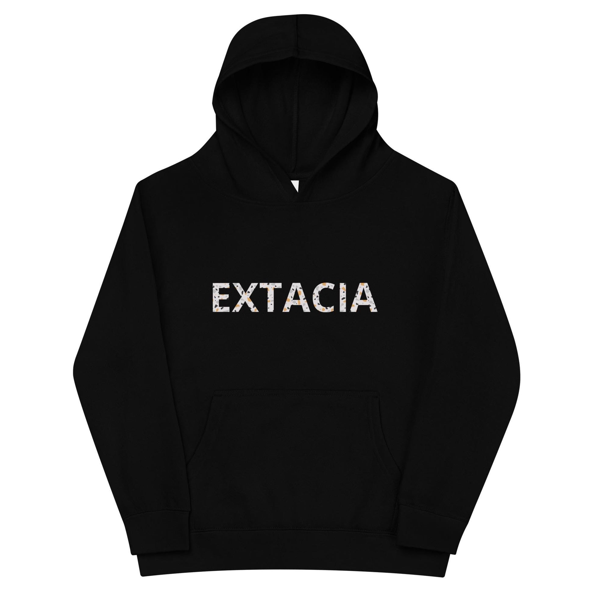 Sweat à capuche petite fille - granite - motif gymnaste danseuse - noir- coton-mélange motif imprimé – vue de face, chaud et doux