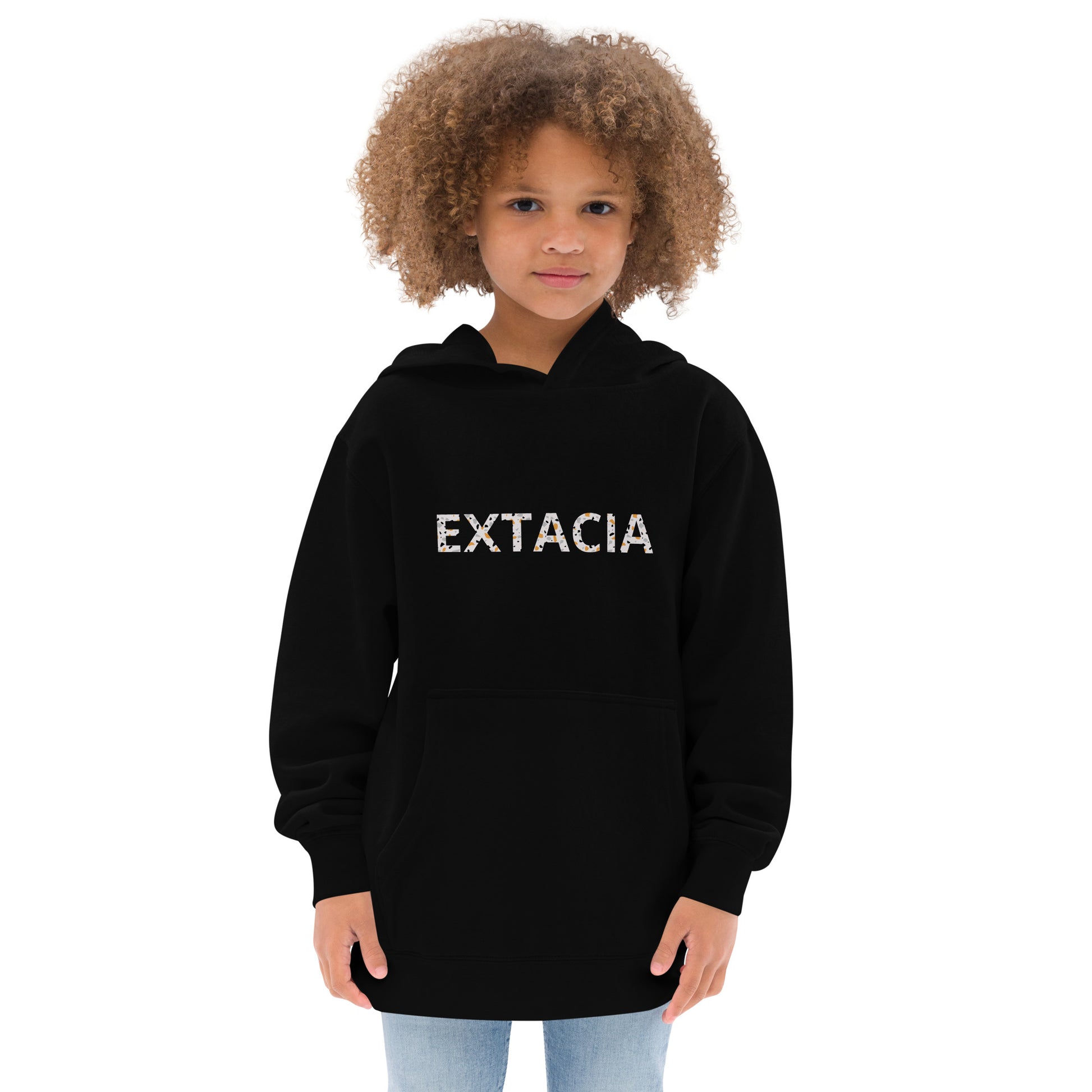 Sweat à capuche petite fille - granite - motif gymnaste danseuse - noir - coton-mélange motif imprimé – Enfant portant le sweat à capuche petite fille – style cocooning et hiver chaleureux