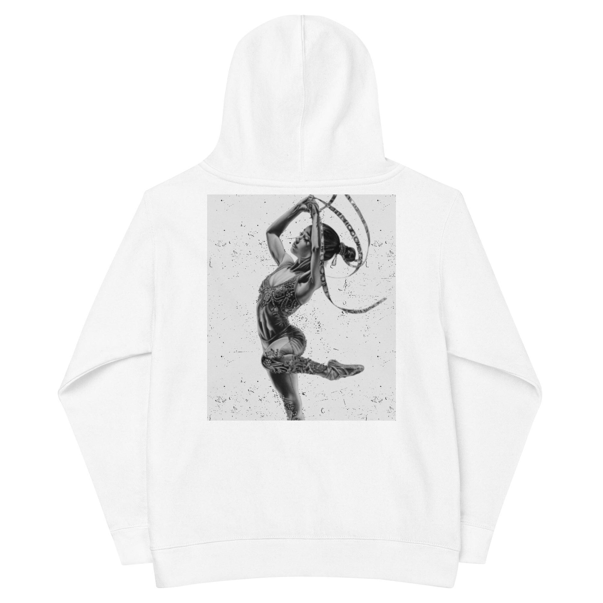 Sweat à capuche petite fille - gris cendre - motif gymnaste danseuse -  blanc - coton-mélange motif imprimé – dos, maille serrée et finitions côtelées