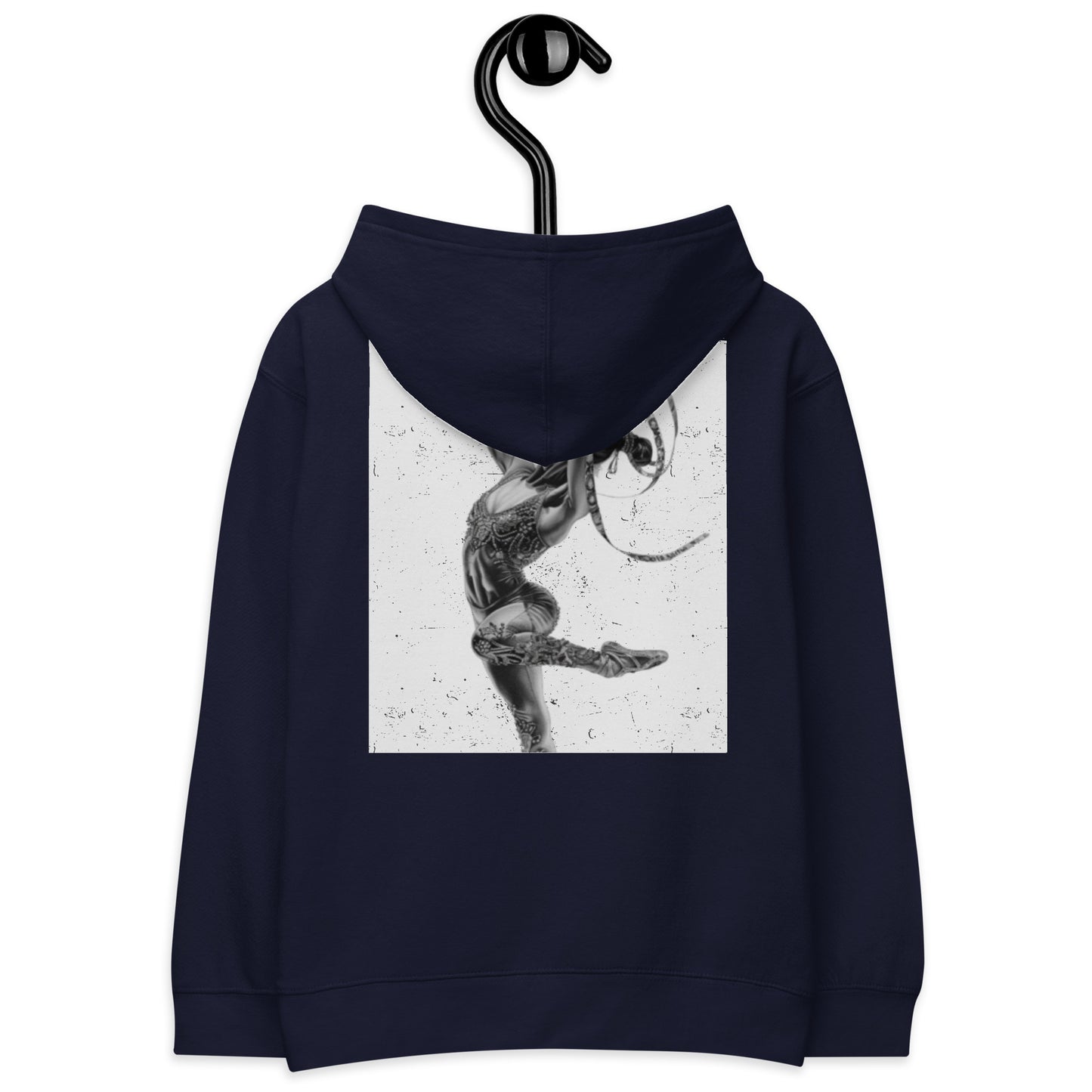 Sweat à capuche petite fille - gris cendre - motif gymnaste danseuse - bleu marine - coton-mélange motif imprimé – Détail motif imprimé dos sweat petite fille ExtaciaFrance