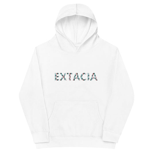 Sweat à capuche petite fille - jeux de gris et rose - motif gymnaste danseuse - blanc - coton-mélange motif imprimé – vue de face, chaud et doux