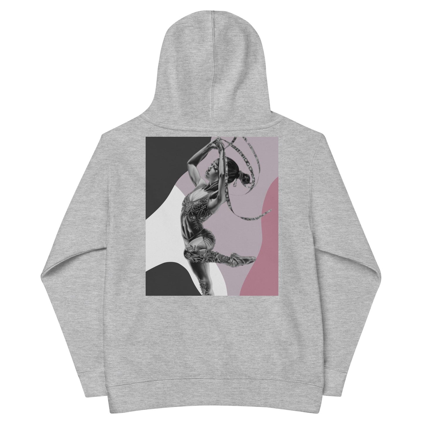 Sweat à capuche petite fille - jeux de gris et rose - motif gymnaste danseuse -  gris - coton-mélange motif imprimé – dos, maille serrée et finitions côtelées