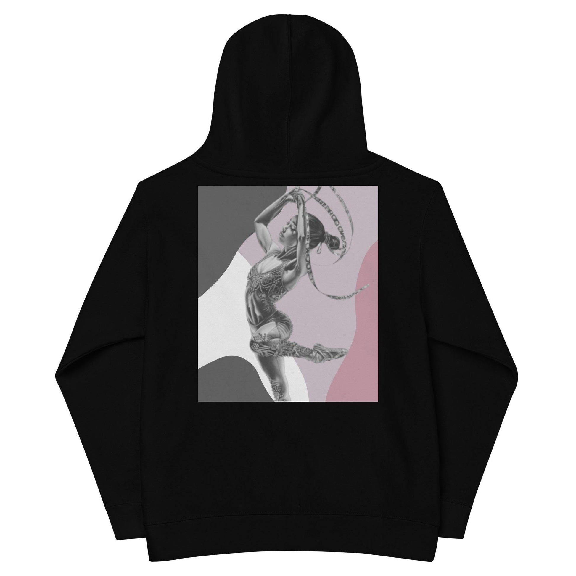 Sweat à capuche petite fille - jeux de gris et rose - motif gymnaste danseuse -  noir - coton-mélange motif imprimé – dos, maille serrée et finitions côtelées