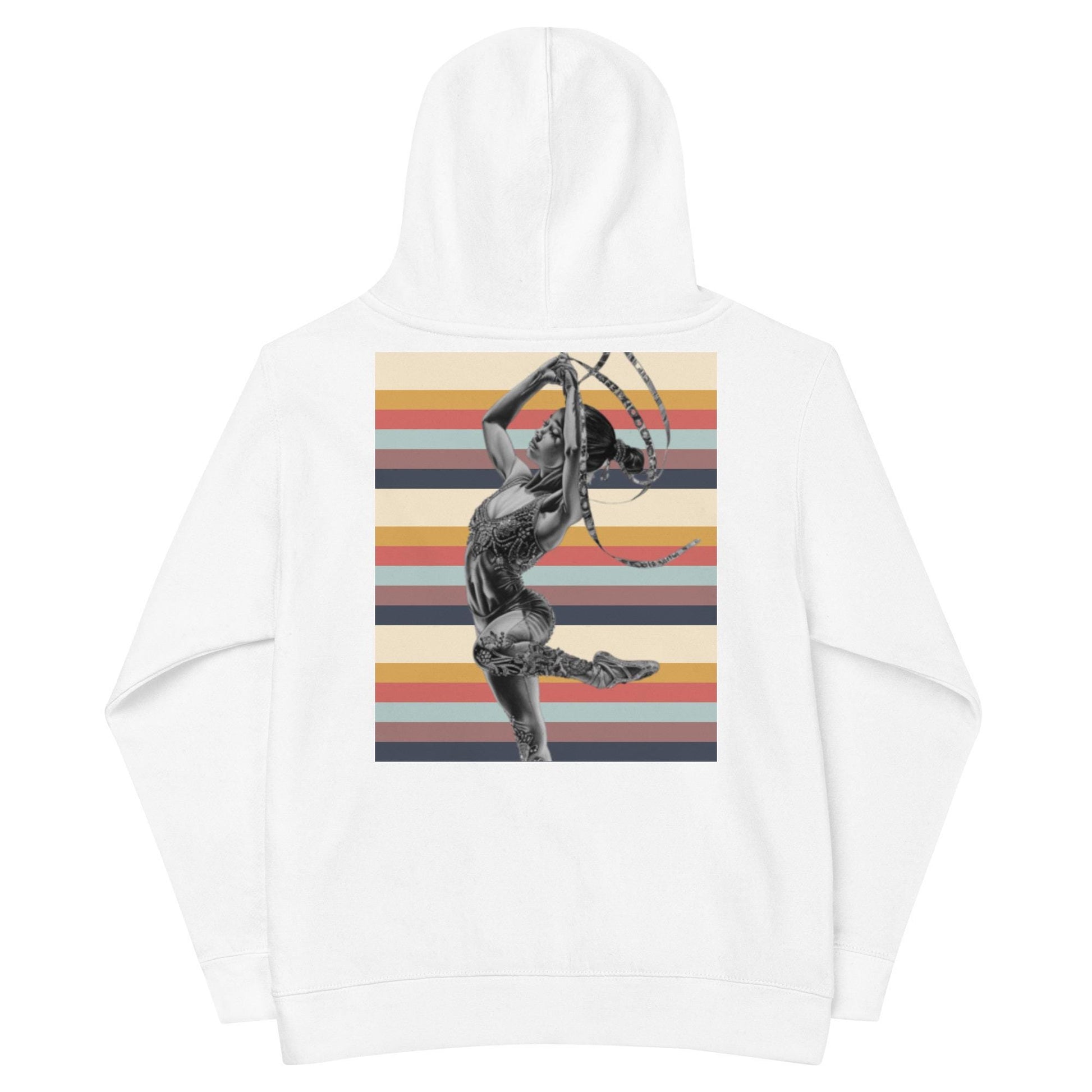 Sweat à capuche petite fille - multi couleur à rayures - motif gymnaste danseuse -  blanc - coton-mélange motif imprimé – dos, maille serrée et finitions côtelées