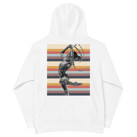 Sweat à capuche petite fille - multi couleur à rayures - motif gymnaste danseuse -  blanc - coton-mélange motif imprimé – dos, maille serrée et finitions côtelées
