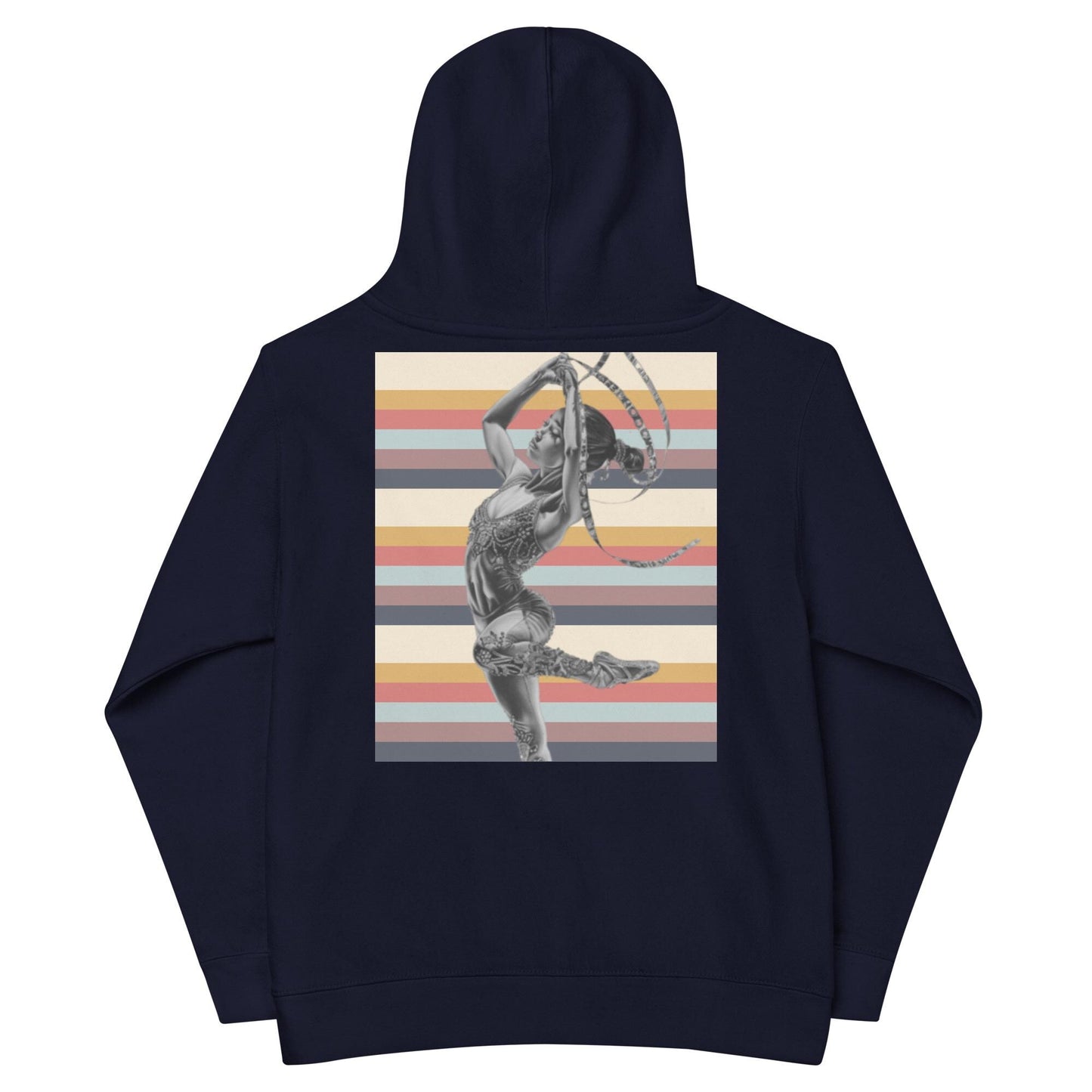 Sweat à capuche petite fille - multi couleur à rayures - motif gymnaste danseuse -  bleu marine - coton-mélange motif imprimé – dos, maille serrée et finitions côtelées
