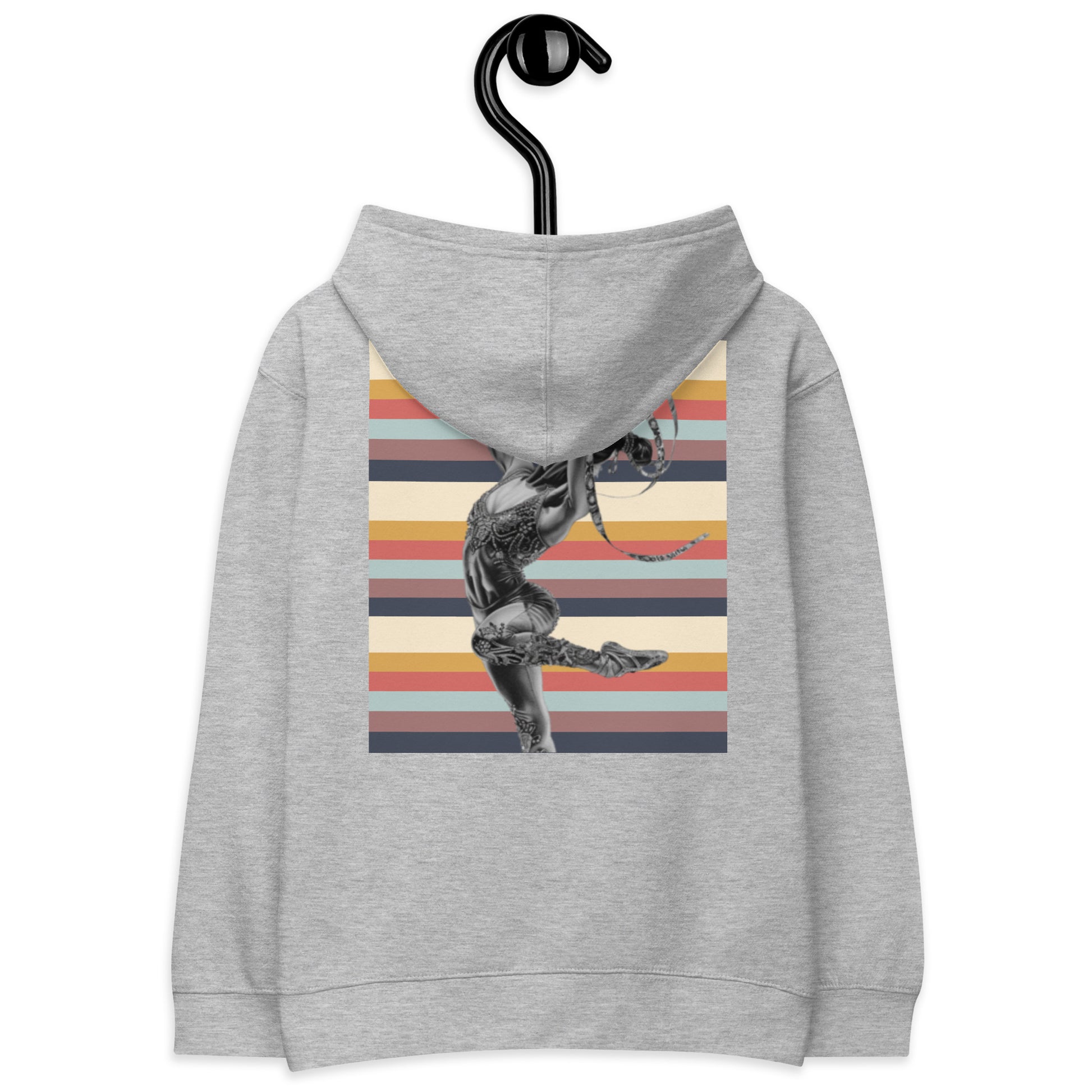 Sweat à capuche petite fille - multi couleur  à rayures - motif gymnaste danseuse -  gris - coton-mélange motif imprimé – Détail motif imprimé dos sweat petite fille ExtaciaFrance