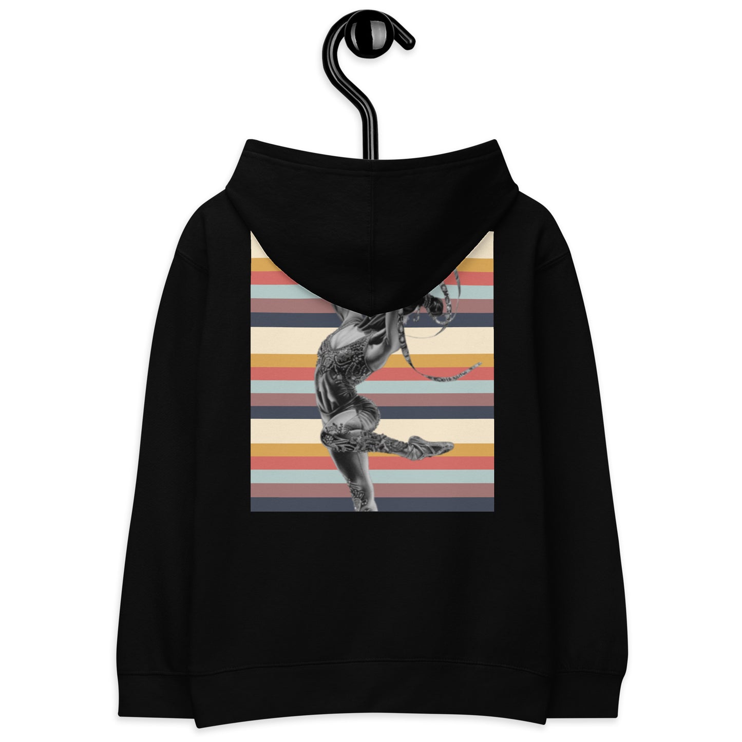 Sweat à capuche petite fille - multi couleur  à rayures - motif gymnaste danseuse -  noir - coton-mélange motif imprimé – Détail motif imprimé dos sweat petite fille ExtaciaFrance
