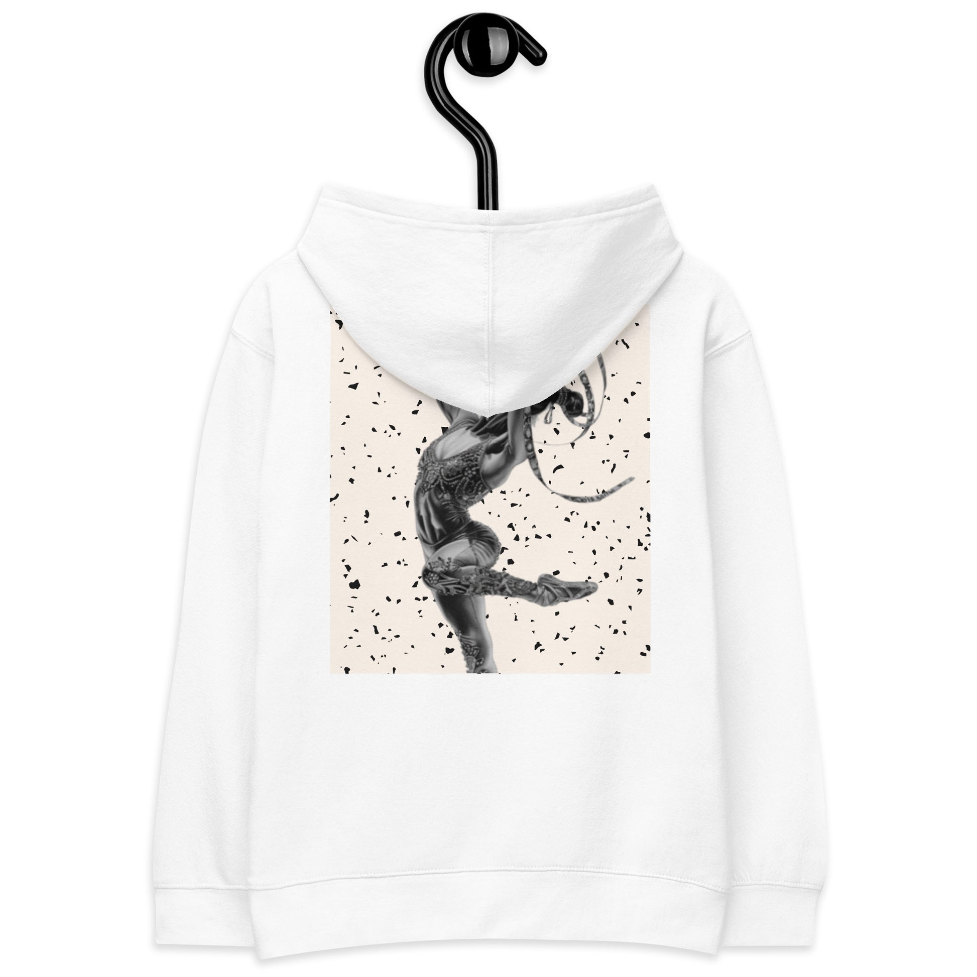 Sweat à capuche petite fille granite jaune - motif gymnaste danseuse - blanc - coton-mélange motif imprimé – Détail motif imprimé dos sweat petite fille ExtaciaFrance