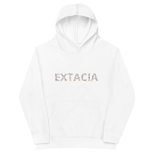 Sweat à capuche petite fille granite jaune - motif gymnaste danseuse - blanc - coton-mélange motif imprimé – vue de face, chaud et doux