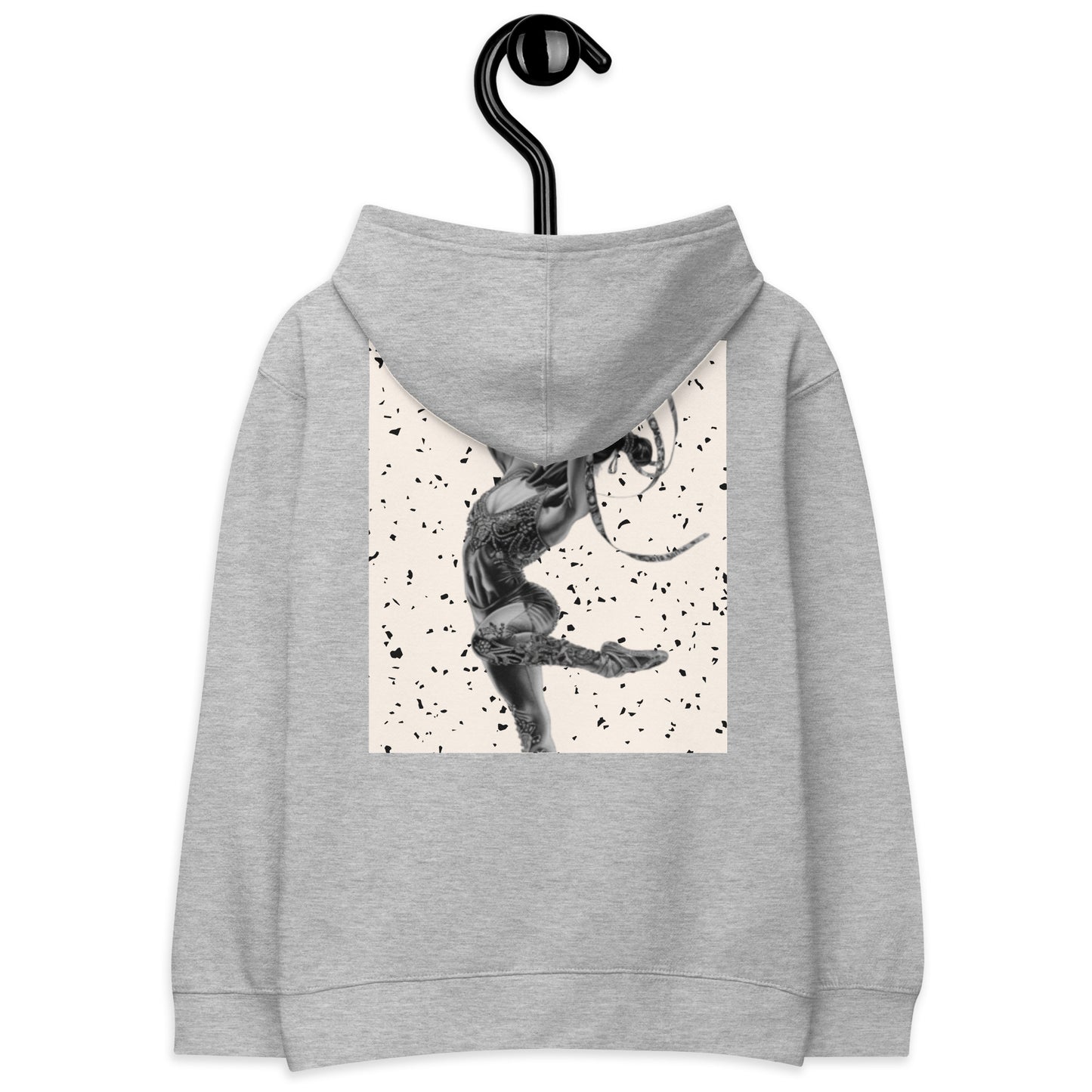 Sweat à capuche petite fille granite jaune - motif gymnaste danseuse - gris - coton-mélange motif imprimé – Détail motif imprimé dos sweat petite fille ExtaciaFrance