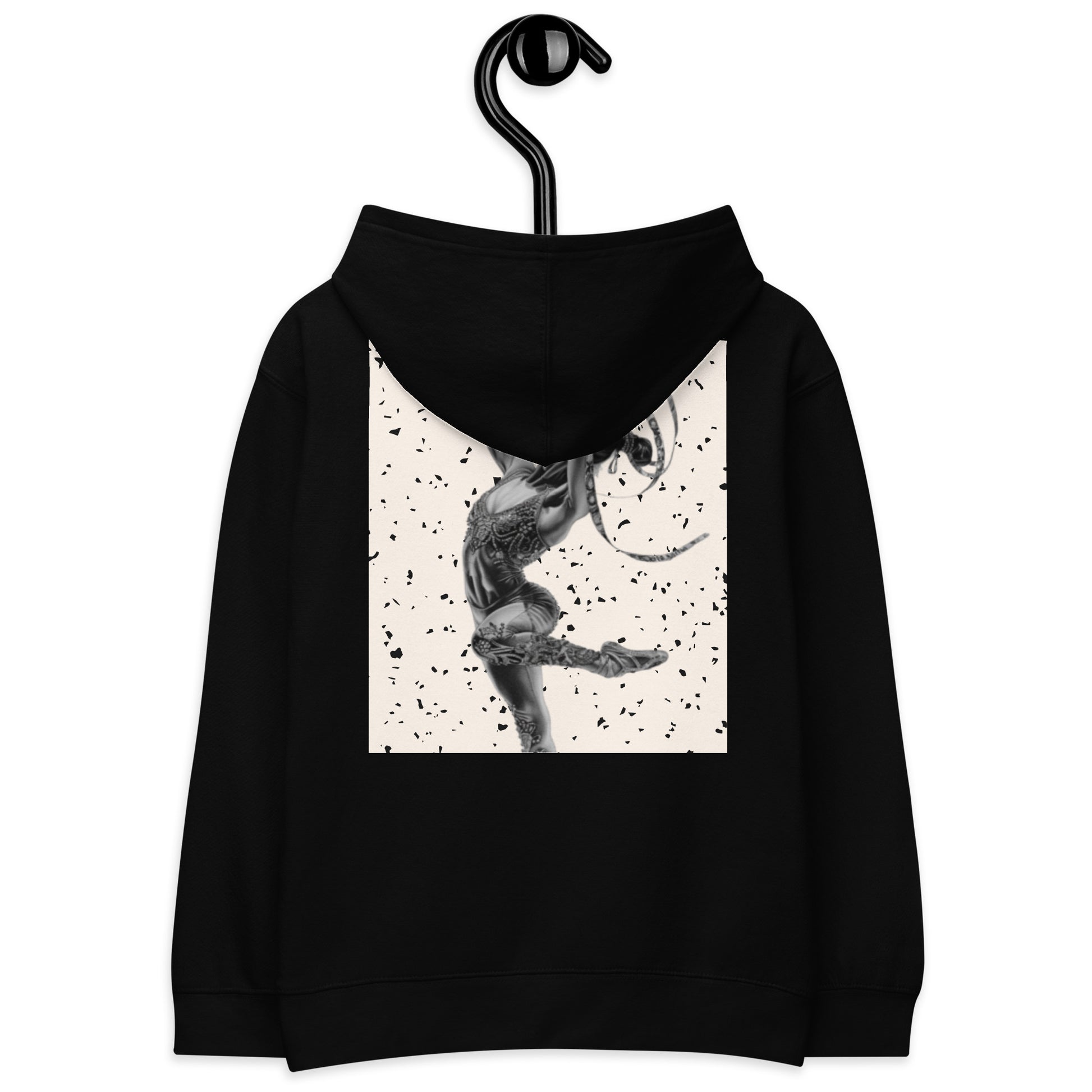 Sweat à capuche petite fille granite jaune - motif gymnaste danseuse - noir - coton-mélange motif imprimé – Détail motif imprimé dos sweat petite fille ExtaciaFrance