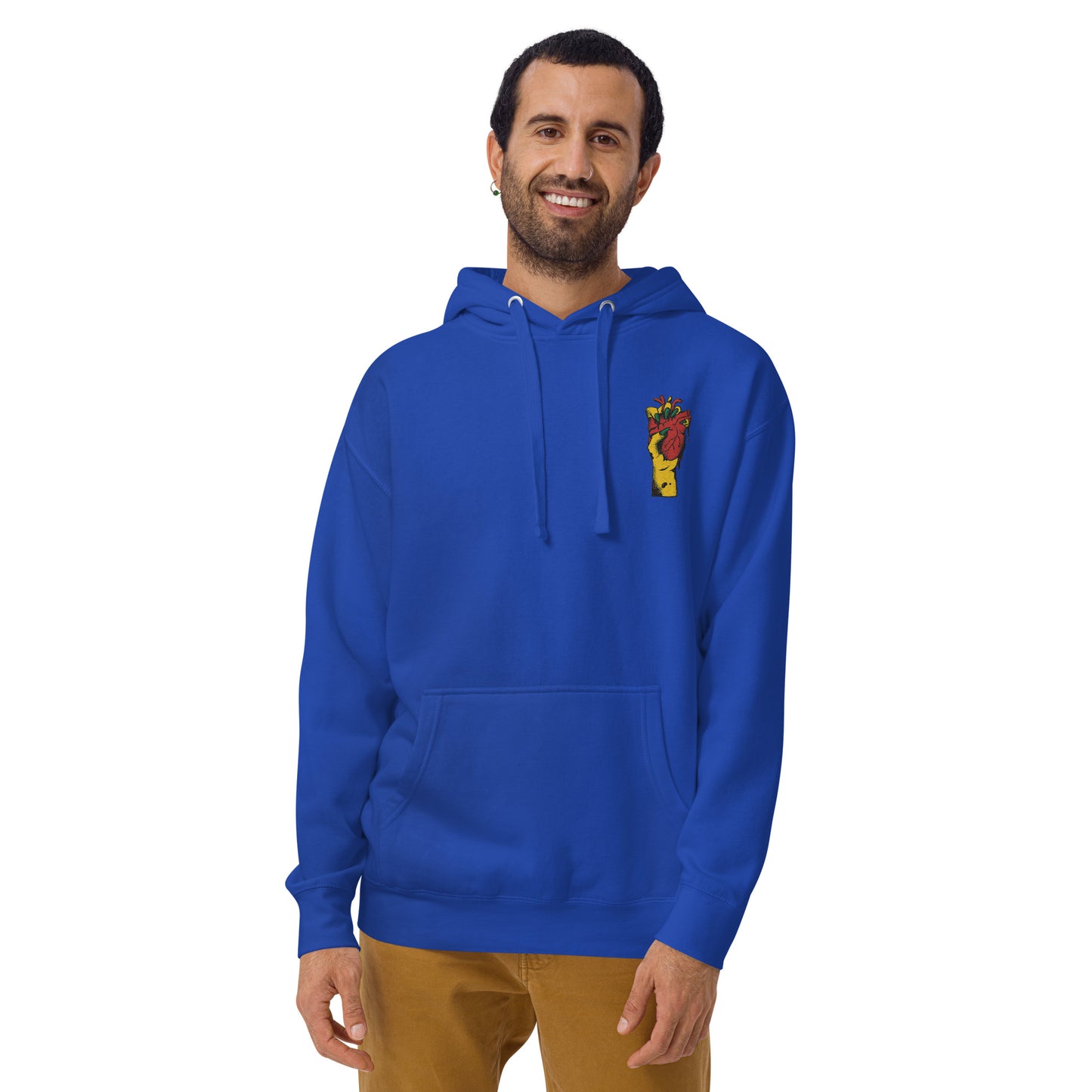 Sweat porté – look casual- bleu royal – Coeur déjà pris, rouge - motif brodé - homme