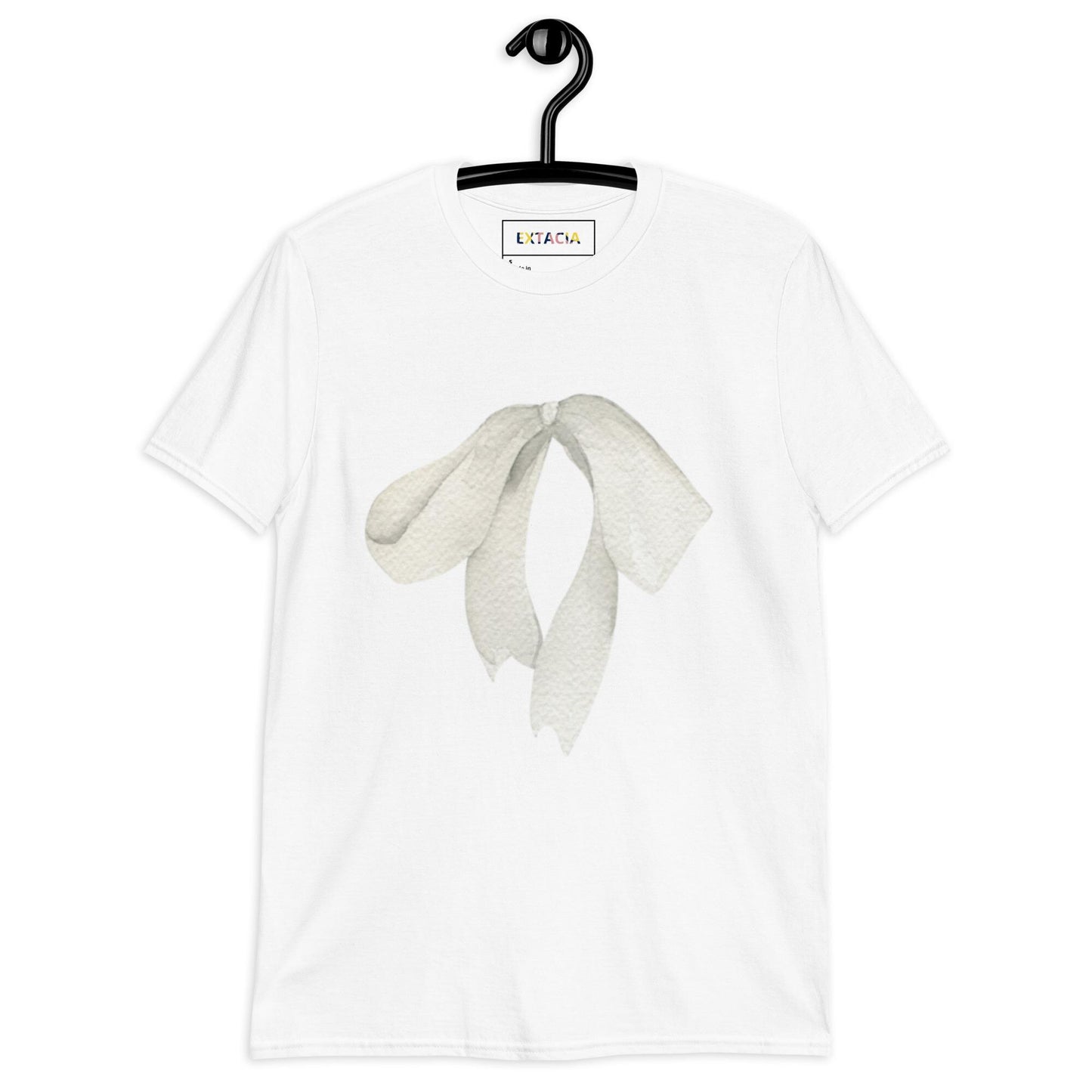T-shirt femme coton 100% – oued cendré - maman et bébé gâteau - blanc - vue de face, coupe col rond