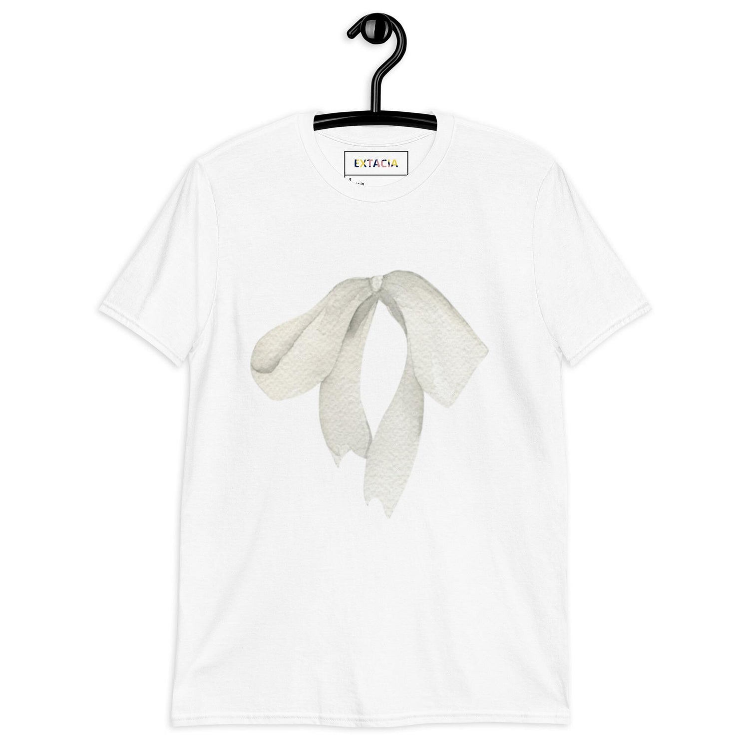 T-shirt femme coton 100% – oued cendré - maman et bébé gâteau - blanc - vue de face, coupe col rond
