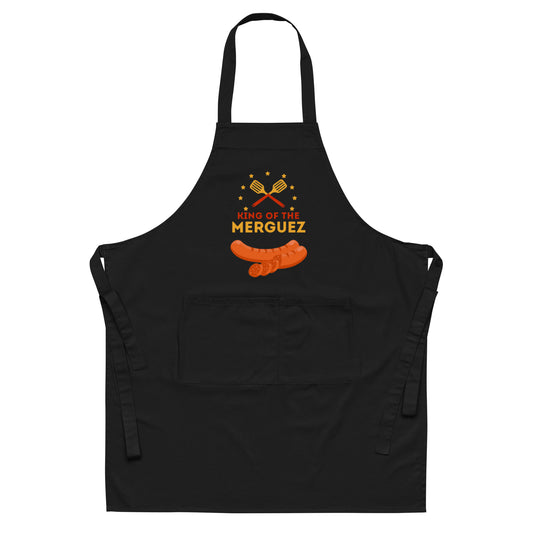 Tablier homme coton – motif imprimé : king of the merguez - noir - Détail tissu coton – protection & confort