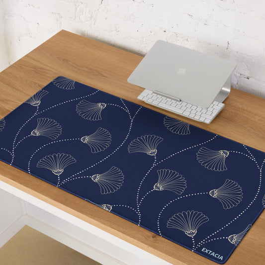 Tapis de souris gaming – Bleu Fleuri - nature Minimaliste – grand format vue de face