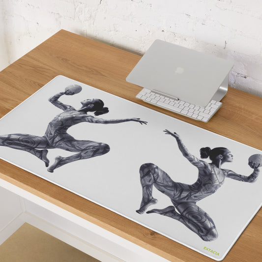 Tapis de souris gaming – dessin blanc et noir Motif: gymnaste danseuse Minimaliste – grand format vue de face