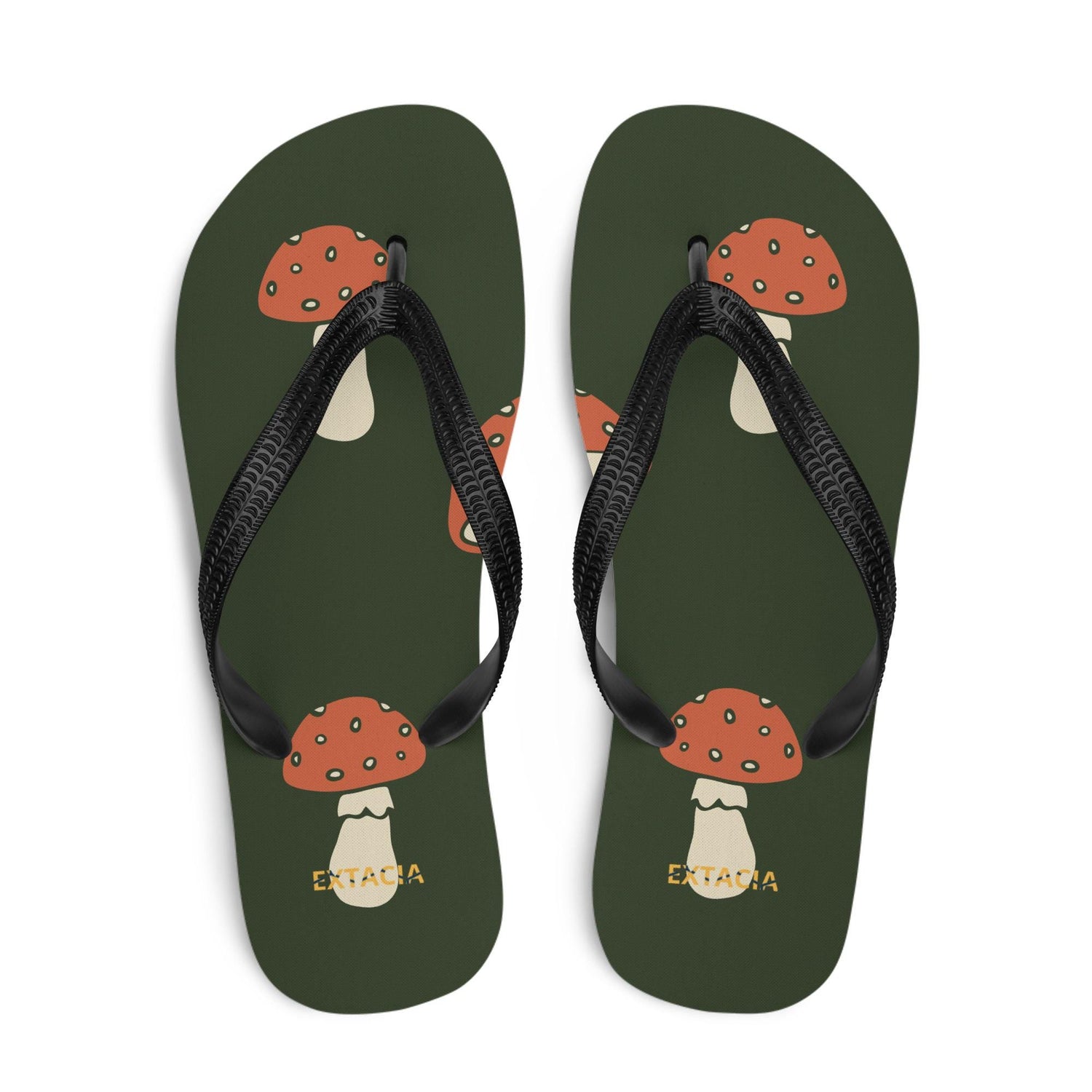 Tongs homme - vert imprimé – vue de dessus, surface antidérapante - Collection Vert Champignon