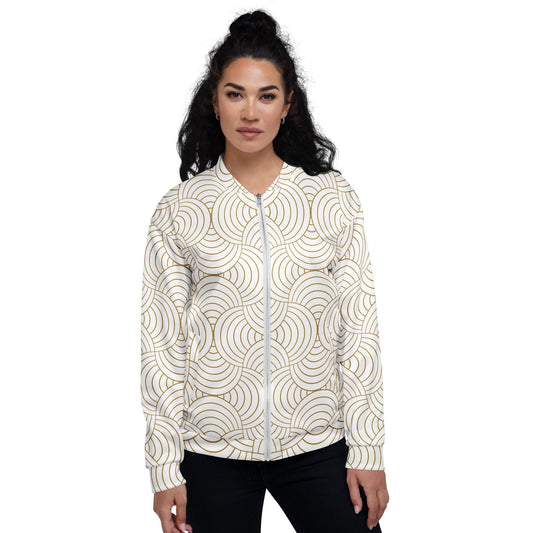 Veste bombardier femme - Blanc et Or - zippée, légère et confortable – vue de face