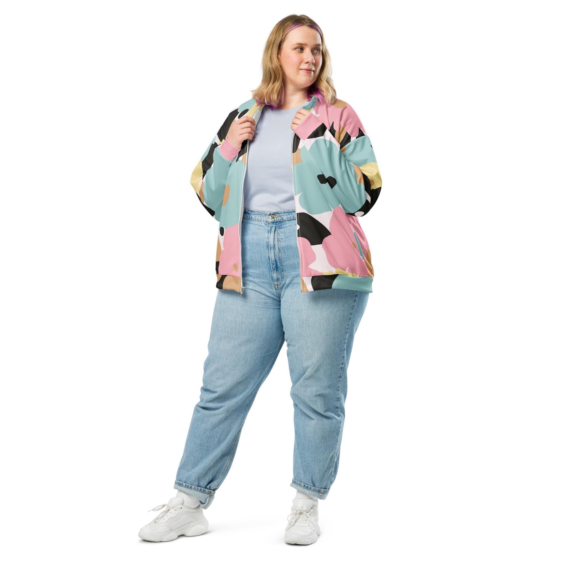 Veste bombardier femme - fleuri, pastel – usage urbain et mi-saison