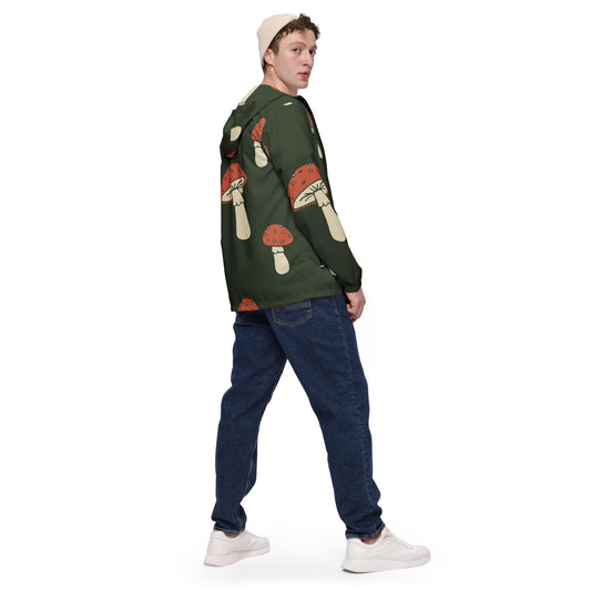 Veste coupe-vent homme Vert champignon, Imprimé, portée en look urbain, style minimaliste