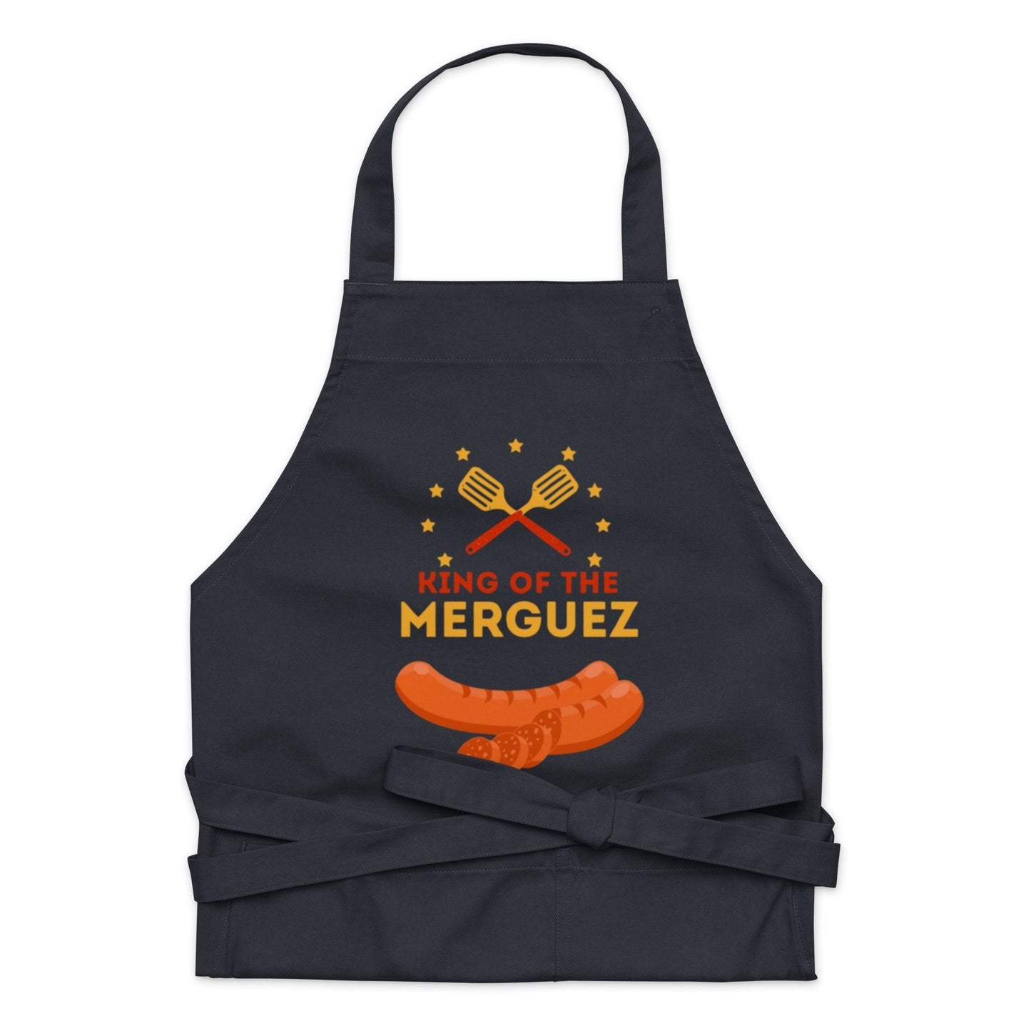 Tablier Homme 100 % Coton Bio – "King of the Merguez"  - Cadeau BBQ Original - coton biologique, Accessoire cuisine