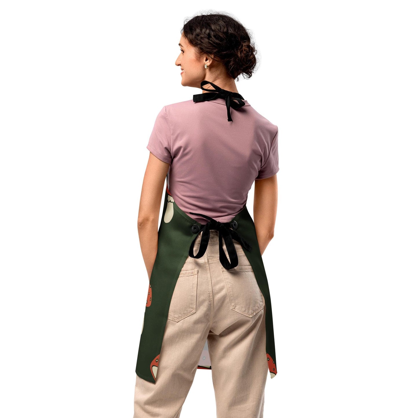 Tablier Minimaliste - Accessoire Unisex et Personnalisable – Poches pratiques – Cuisine, Jardin, Atelier, BBQ, Cadeau - Design Champignons