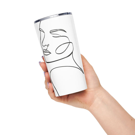 Mug isotherme inox - Gobelet en acier inoxydable étanche, Double Paroi - Mug de voyage 600 ml (20 oz) - Design Minimaliste Calligraphie