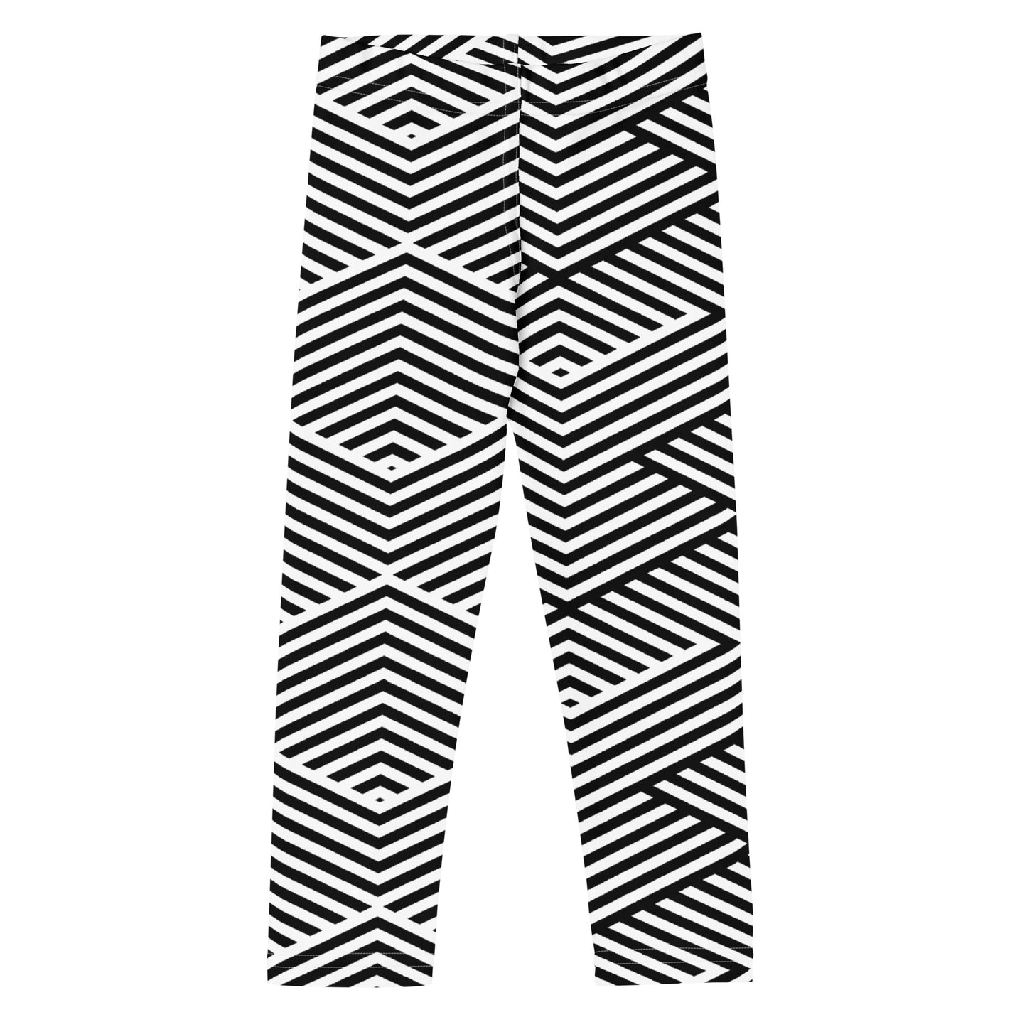 Legging pour petite fille – Blanc & Noir à rayures – Doux, extensible, toutes saisons – Graphique